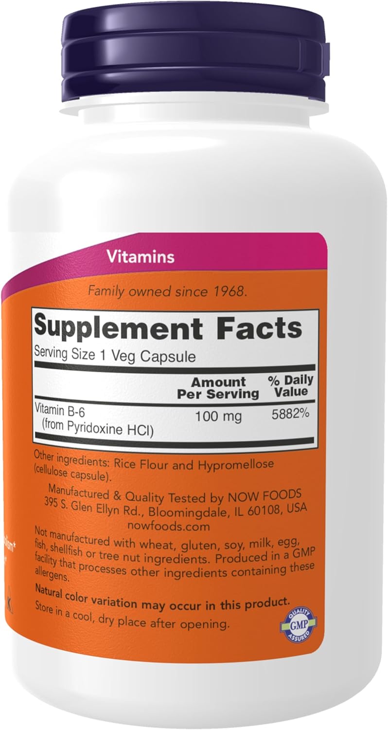 Now - B-6 100mg(cardiovascular health) - 250 capsulas veg