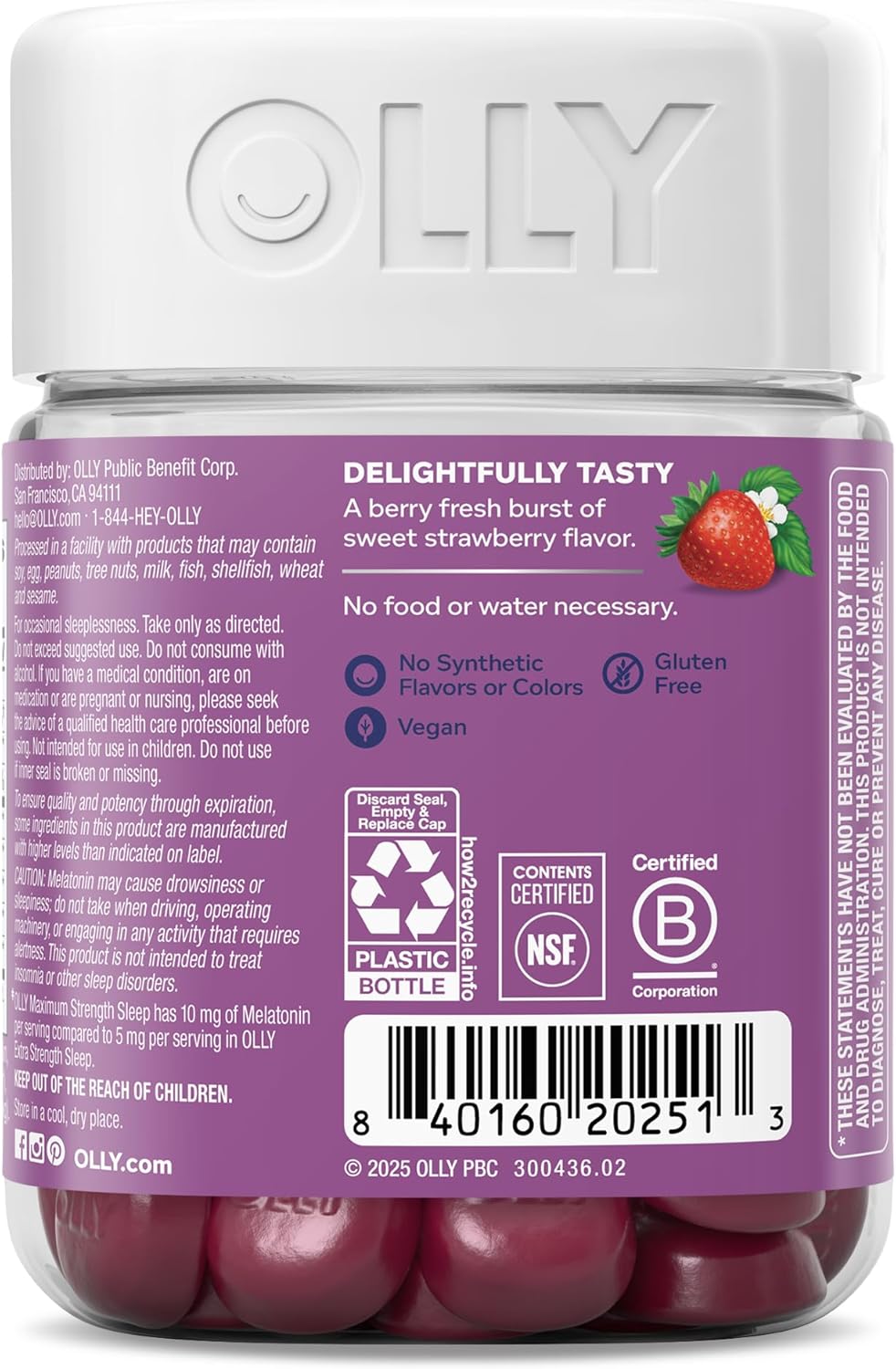 Olly - Sleep 10mg descanso intenso, 50 gummies