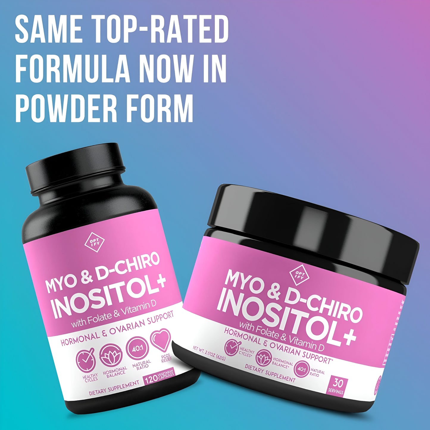 MYO & D-CHIRO INOSITOL + FOLATO Y VIT. D - OPTIFY - 30 PORCIONES, 62, gramos . EN POLVO