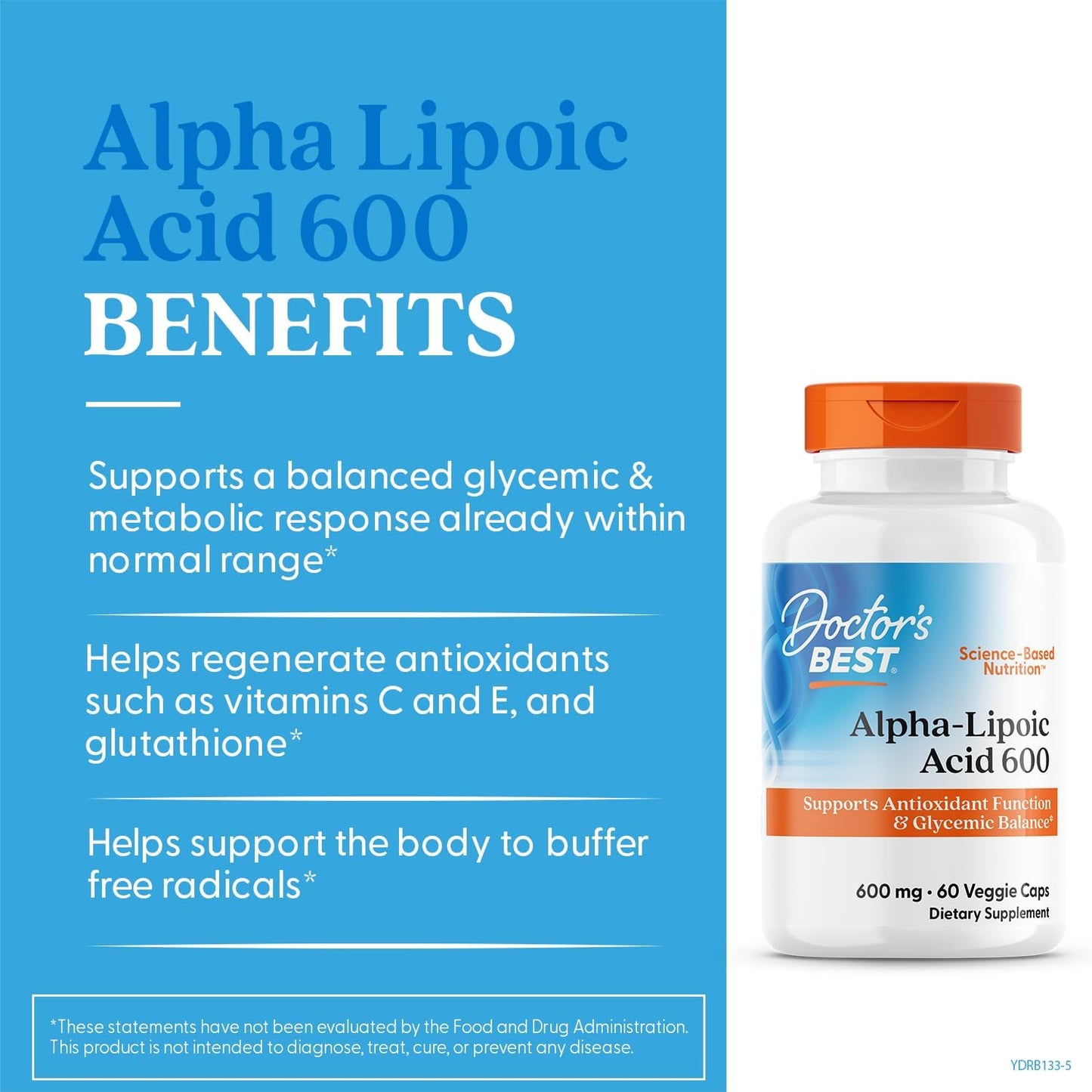 Doctor's Best Alpha-Lipoic Acid 600, 600 mg, 60 Capsulas
