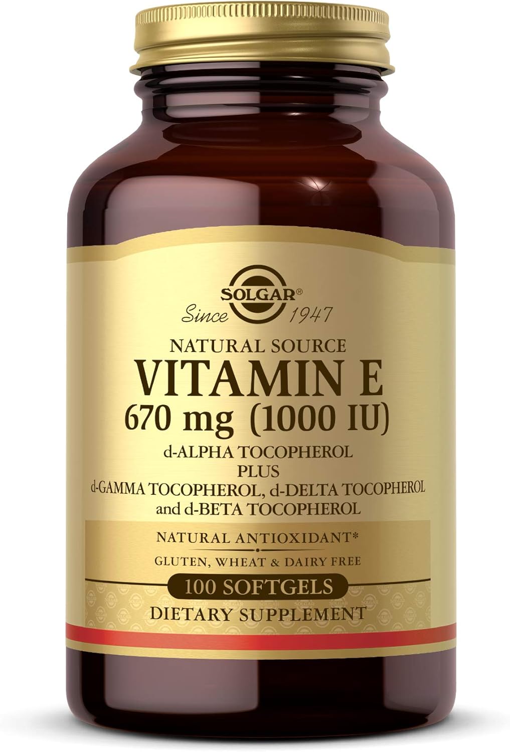 VITAMINA E SOLGAR 670mg - ( 1000 IU) 100 Capsulas de Gel.