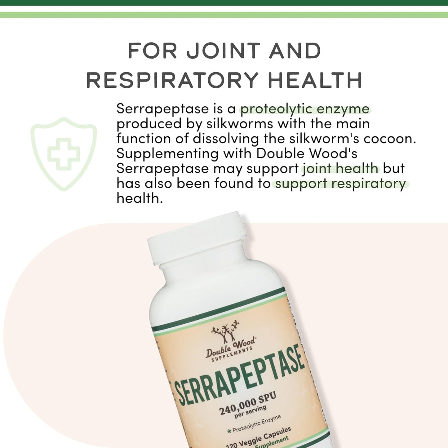Double Wood - Serrapeptase 240,000 SPU- 120 capsulas