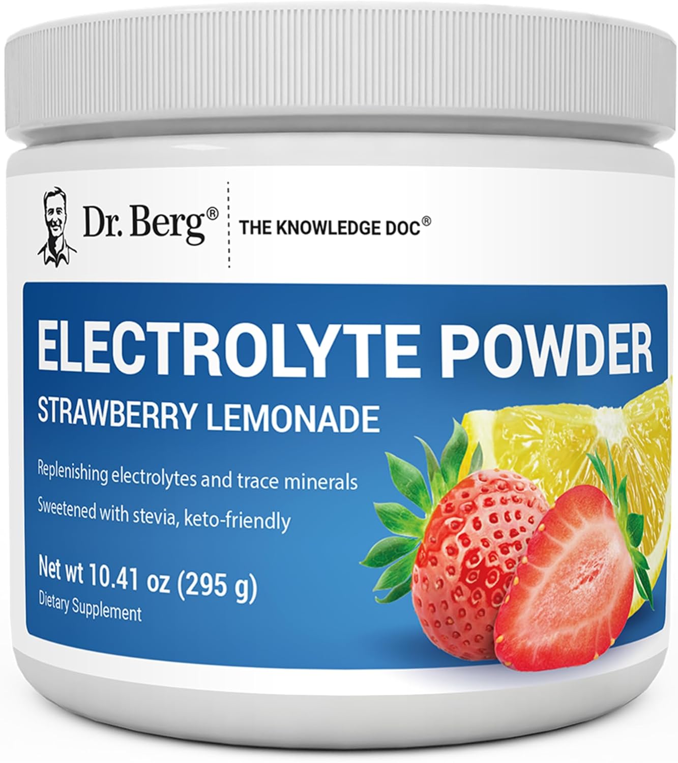 Dr. Berg - Electrolyte Powder 295g, sabor limonada de fresa
