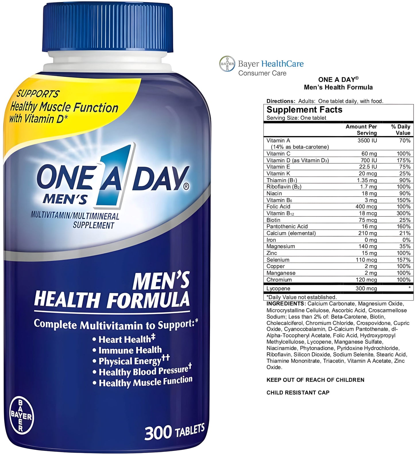 Multivitaminico para hombres One a Day - 300 Tabletas