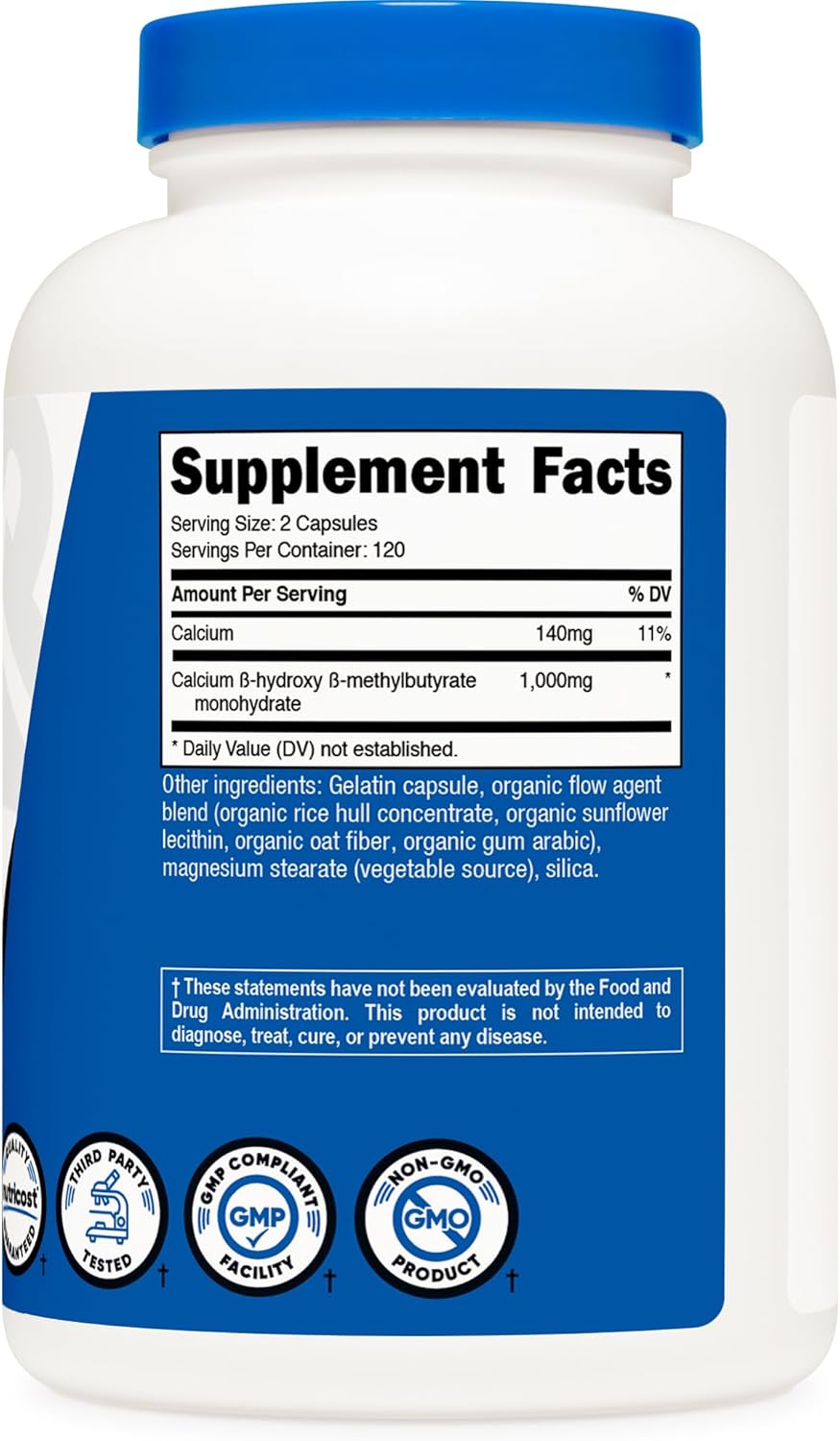 Nutricost HMB (Beta-Hidroxi Beta-Metilbutirato) 1000 mg 240 cápsulas