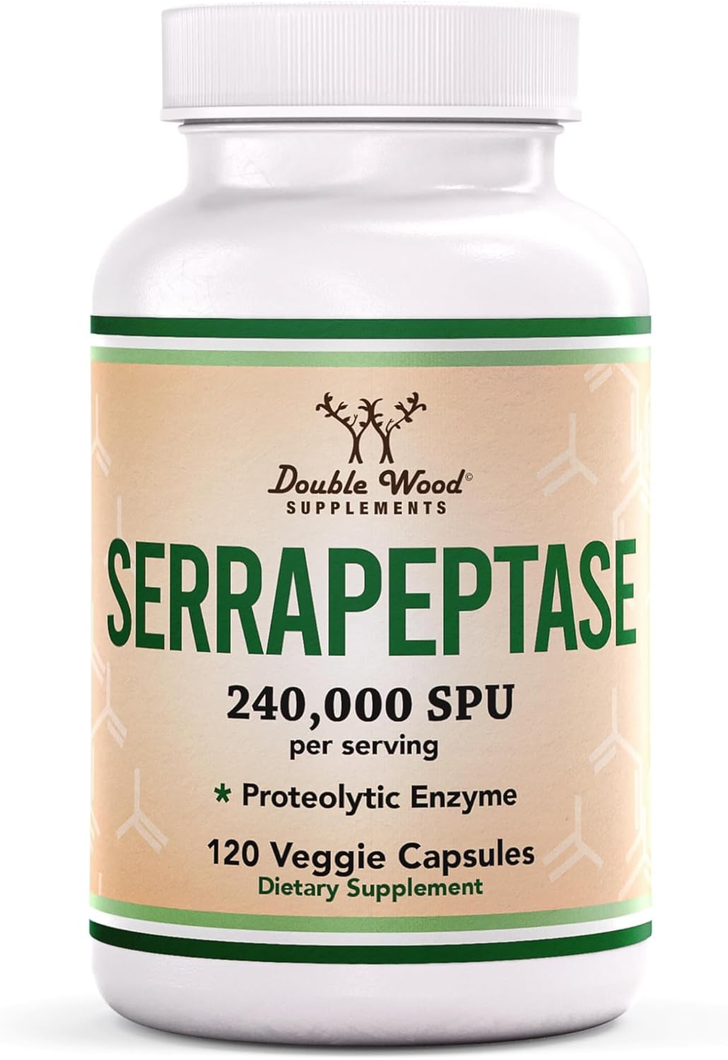 Double Wood - Serrapeptase 240,000 SPU- 120 capsulas