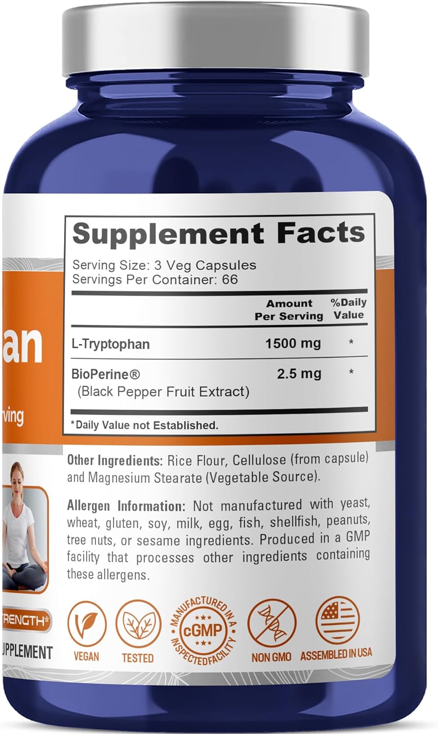 NusaPure - L-Tryptophan 1,500mg - 200 capsulas veg
