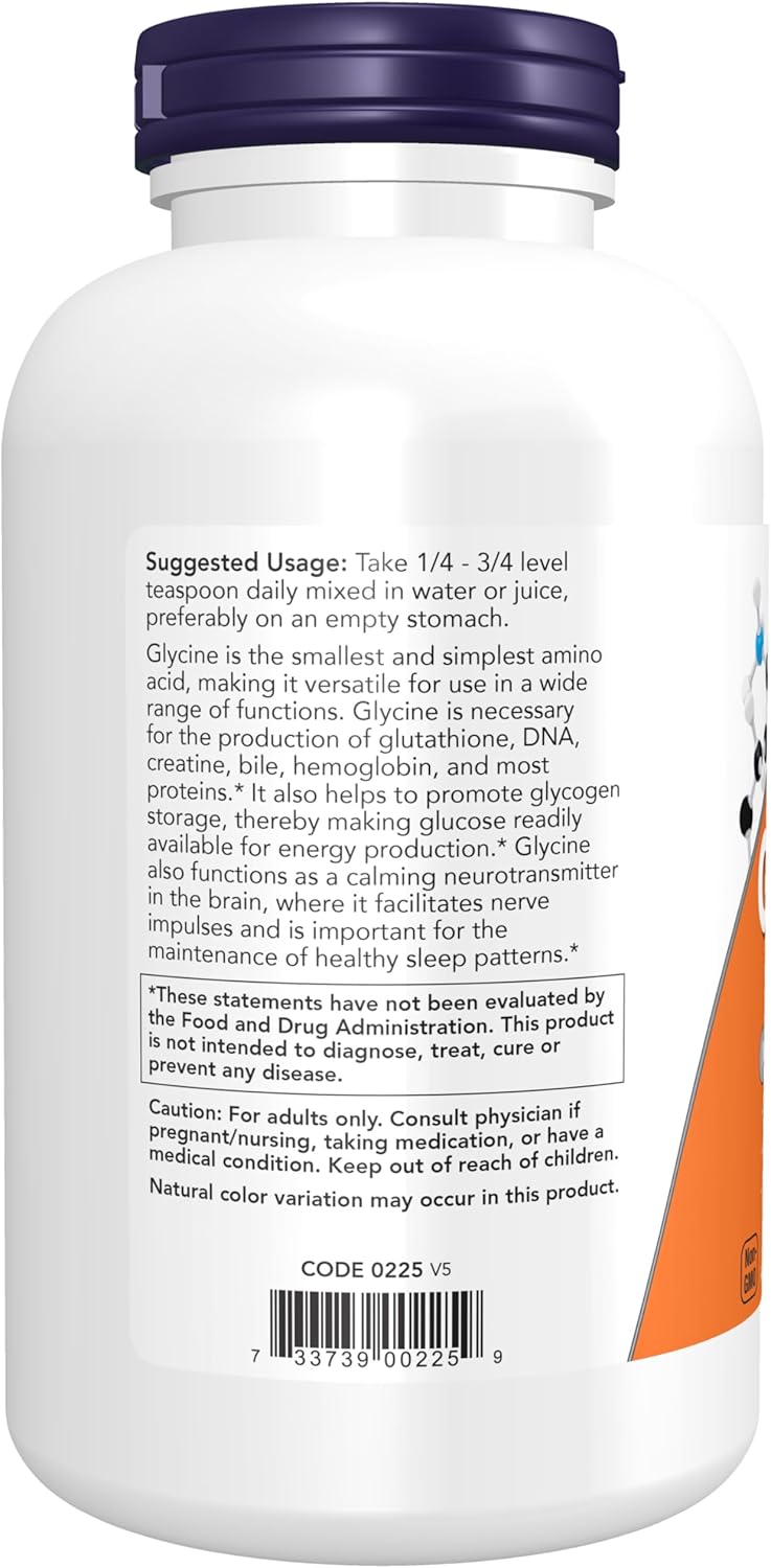 NOW GLYCINE PURA soporte de neurotransmisores 454gr