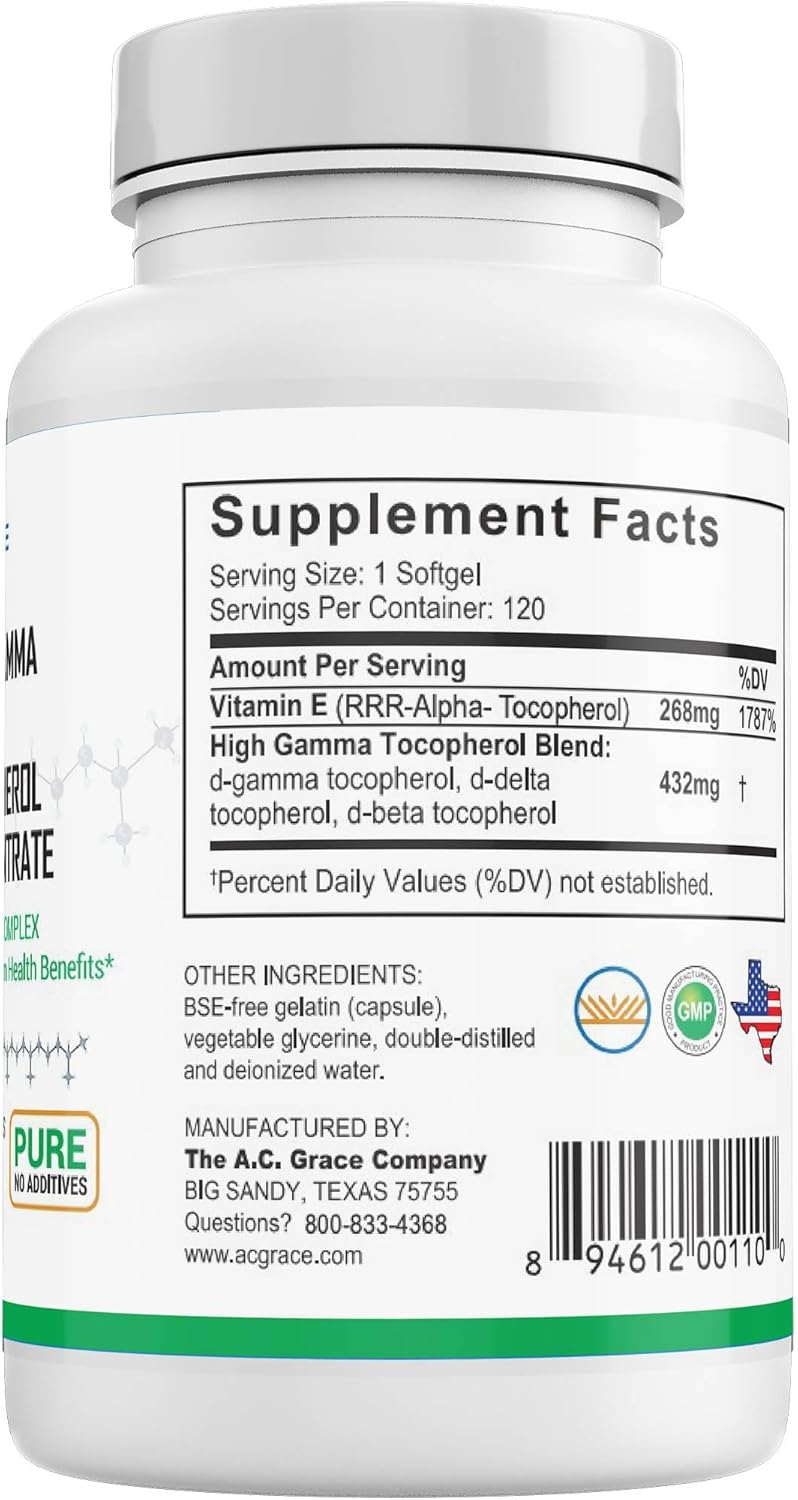 A.C. Grace company-Unique E high gamma mixed tocopherol concentrate, 120 capsulas
