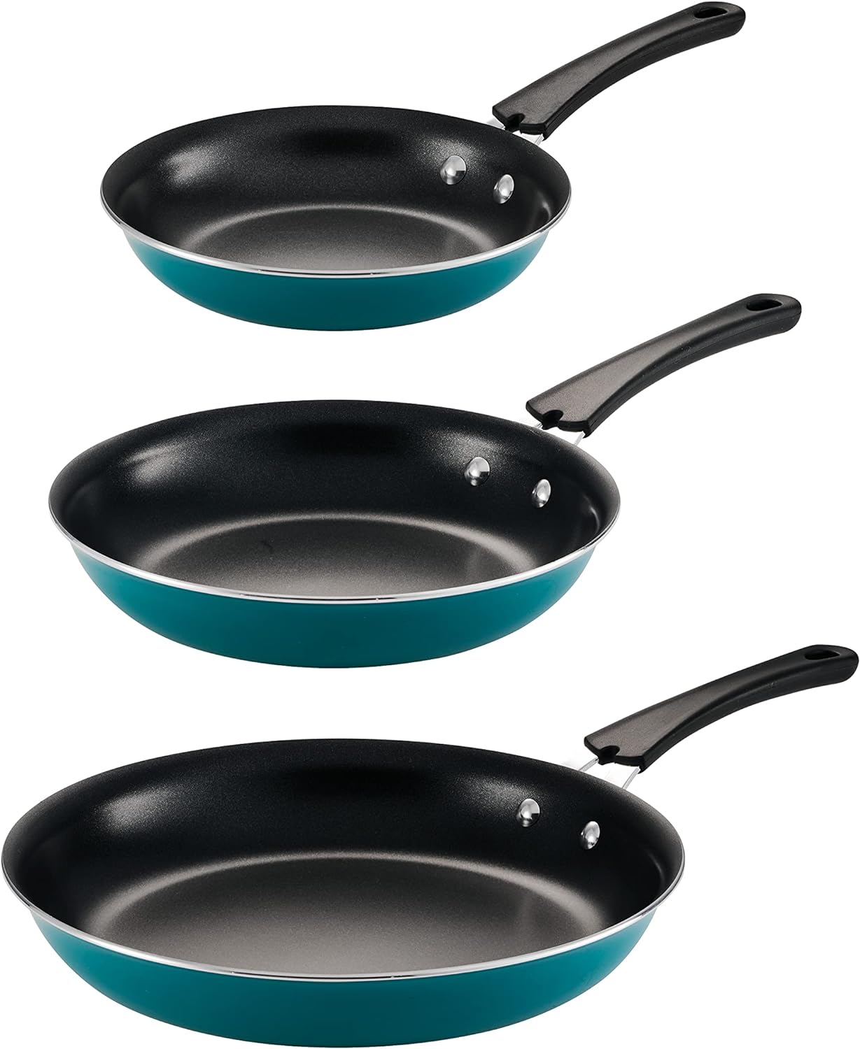 Tramontina 3 unidades de sartenes esmaltadas de porcelana - verde azulado