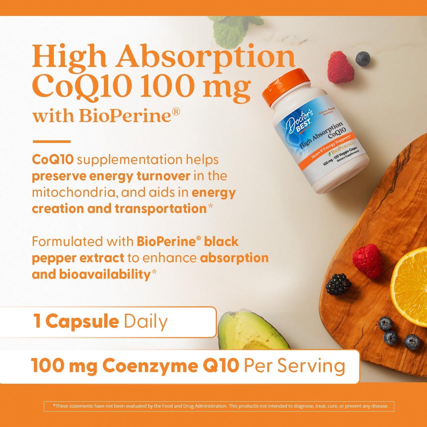 Doctor Best - CoQ10 100mg alta absorción con BioPerine, 120 capsulas