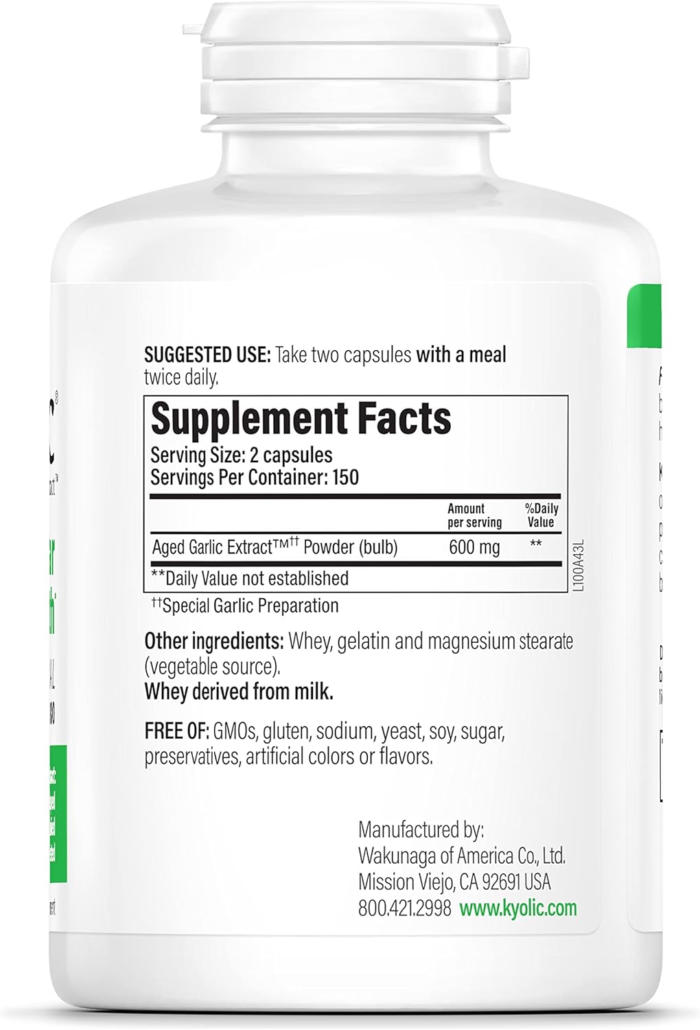Wakunaga - Kyolic Aged Garlic Extract, cardiovascular health original formula 100 - 300 capsulas