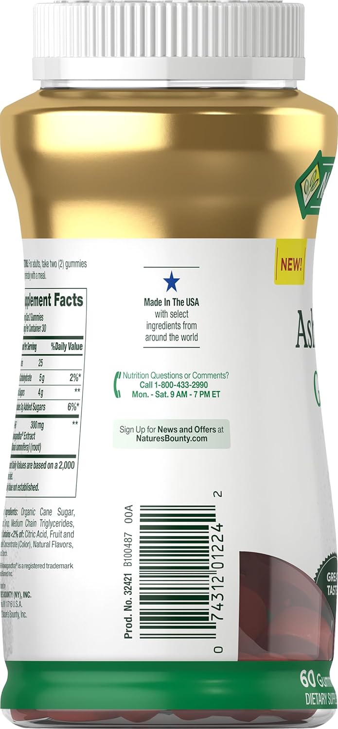 Nature's Bounty Gomitas Ashwagandha KSM-66 , 300 mg 60 gomitas