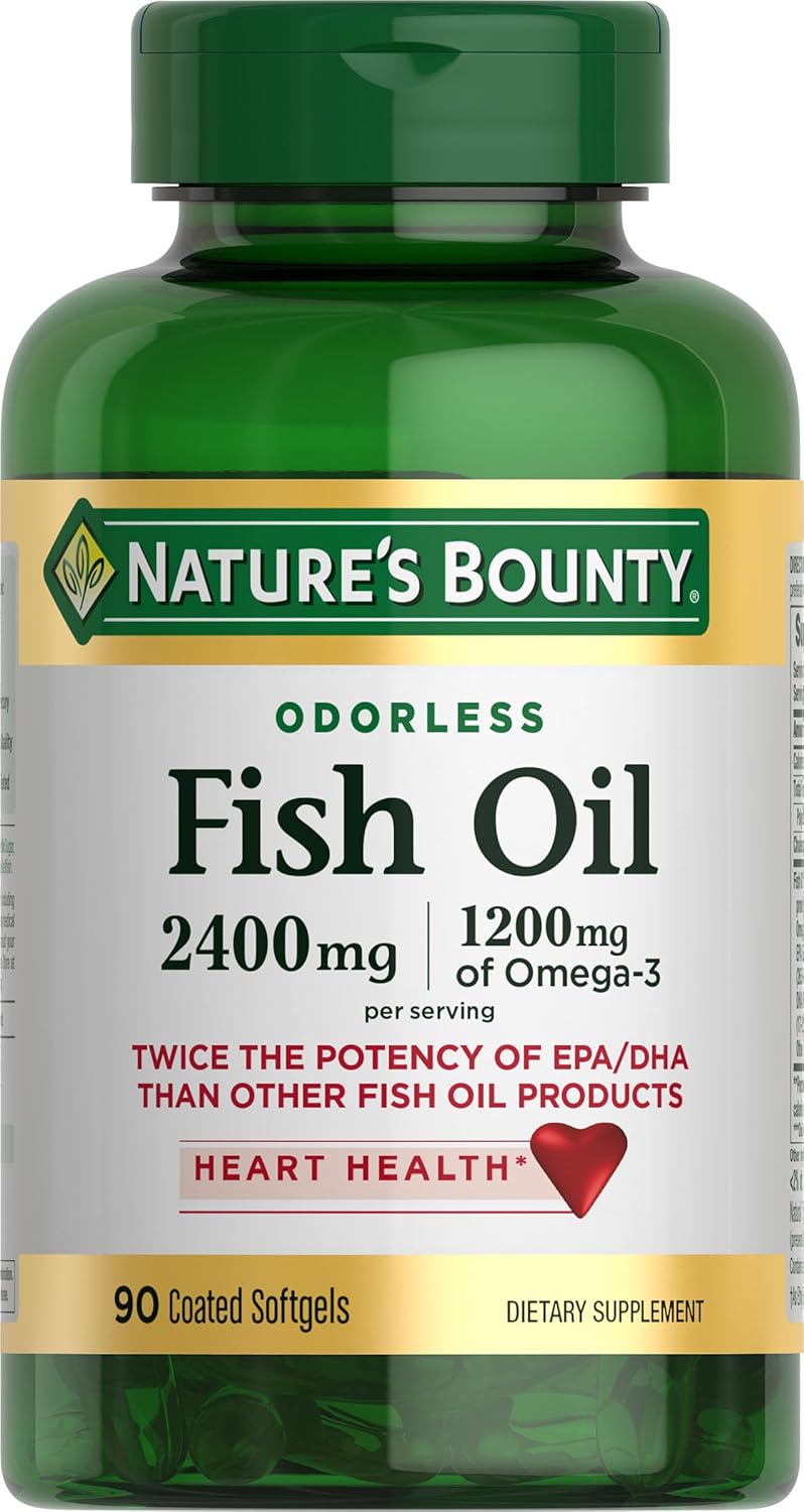 Natures Bounty - Fish oil 2400mg, 1200mg(omega-3) - 90 cápsulas blandas recubiertas