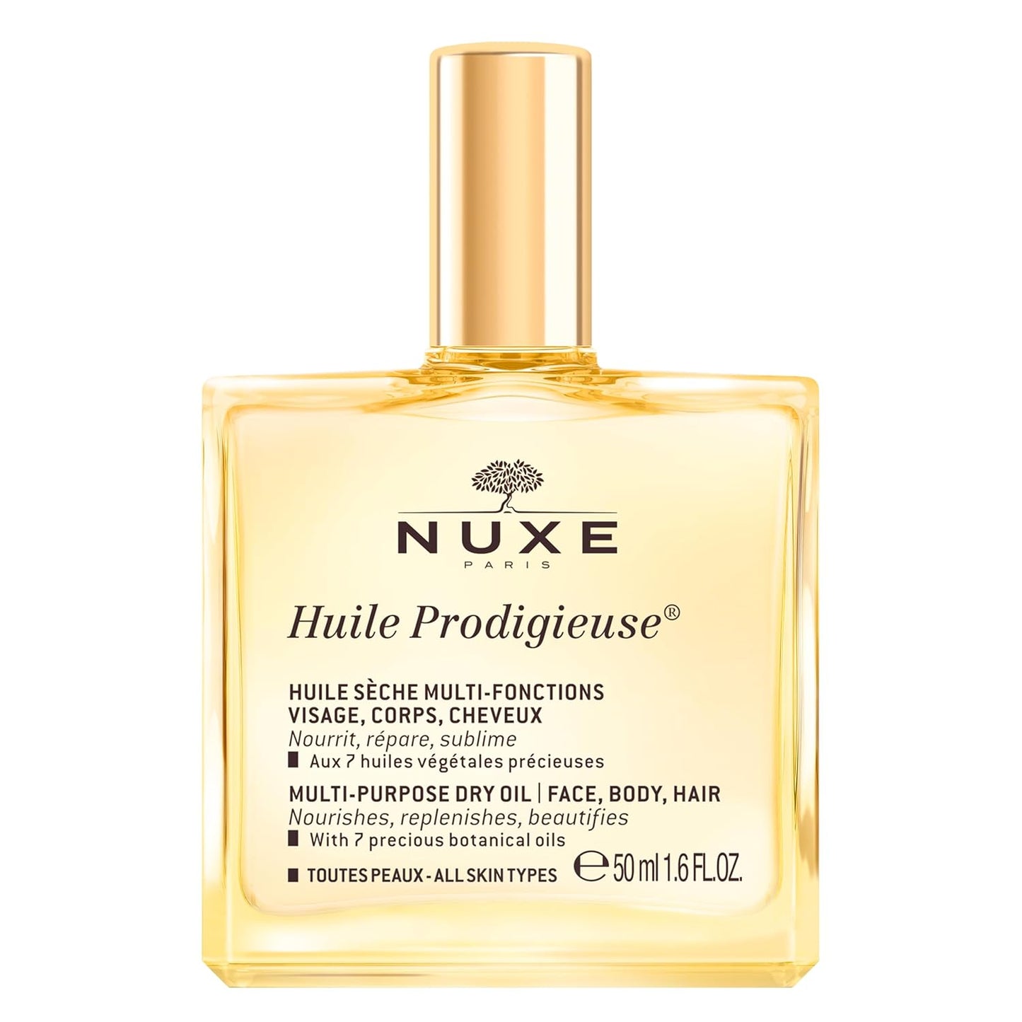 Nuxe Huile Prodigieuse - Aceite seco multiusos,hidratación ligera para rostro, cuerpo y cabello, 50ml