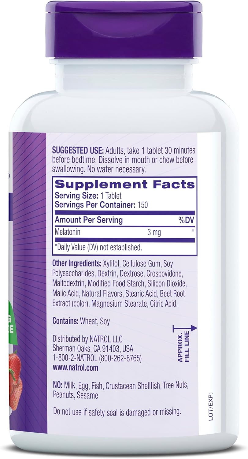 Melatonina Natrol 3 mg. Fast Dissolve - 100 tabletas de Disolucion Rapida.
