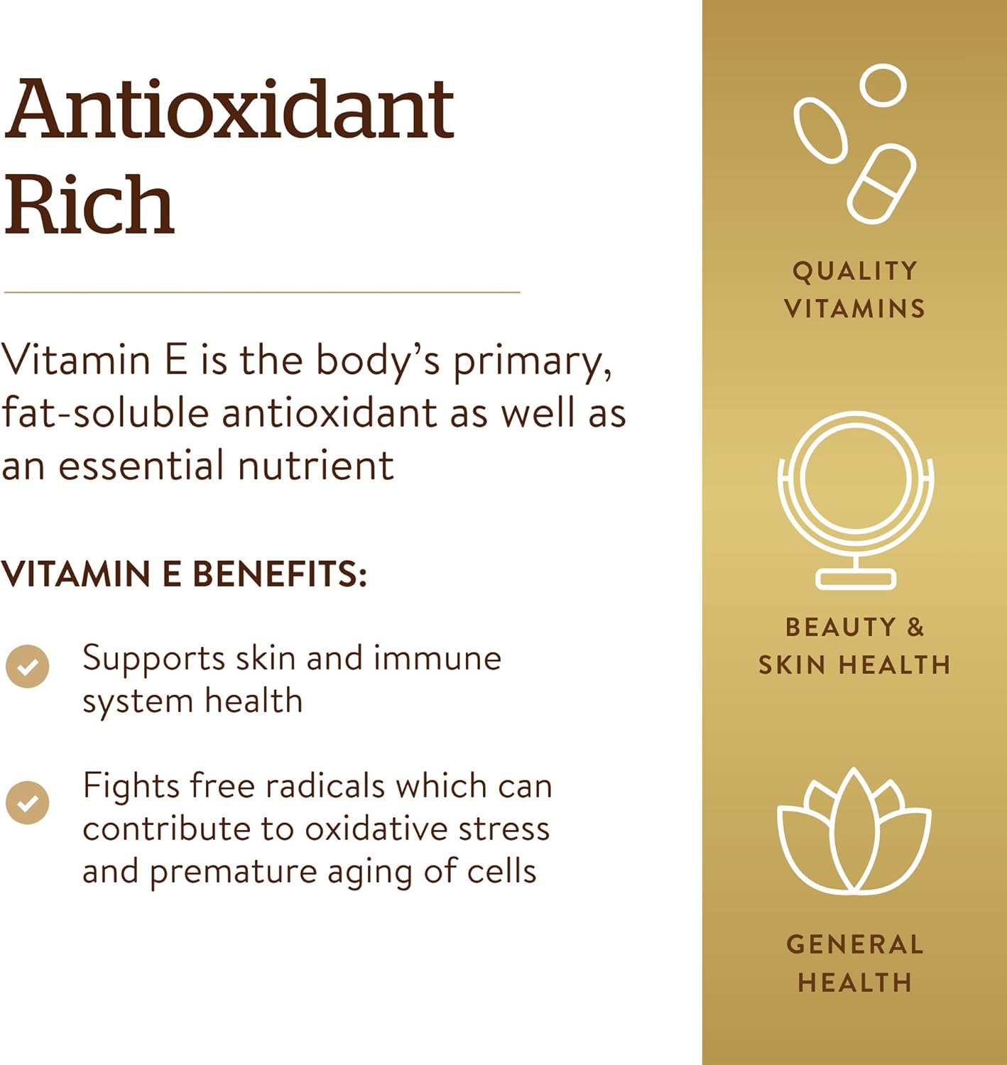 VITAMINA E SOLGAR 670mg - ( 1000 IU) 100 Capsulas de Gel.