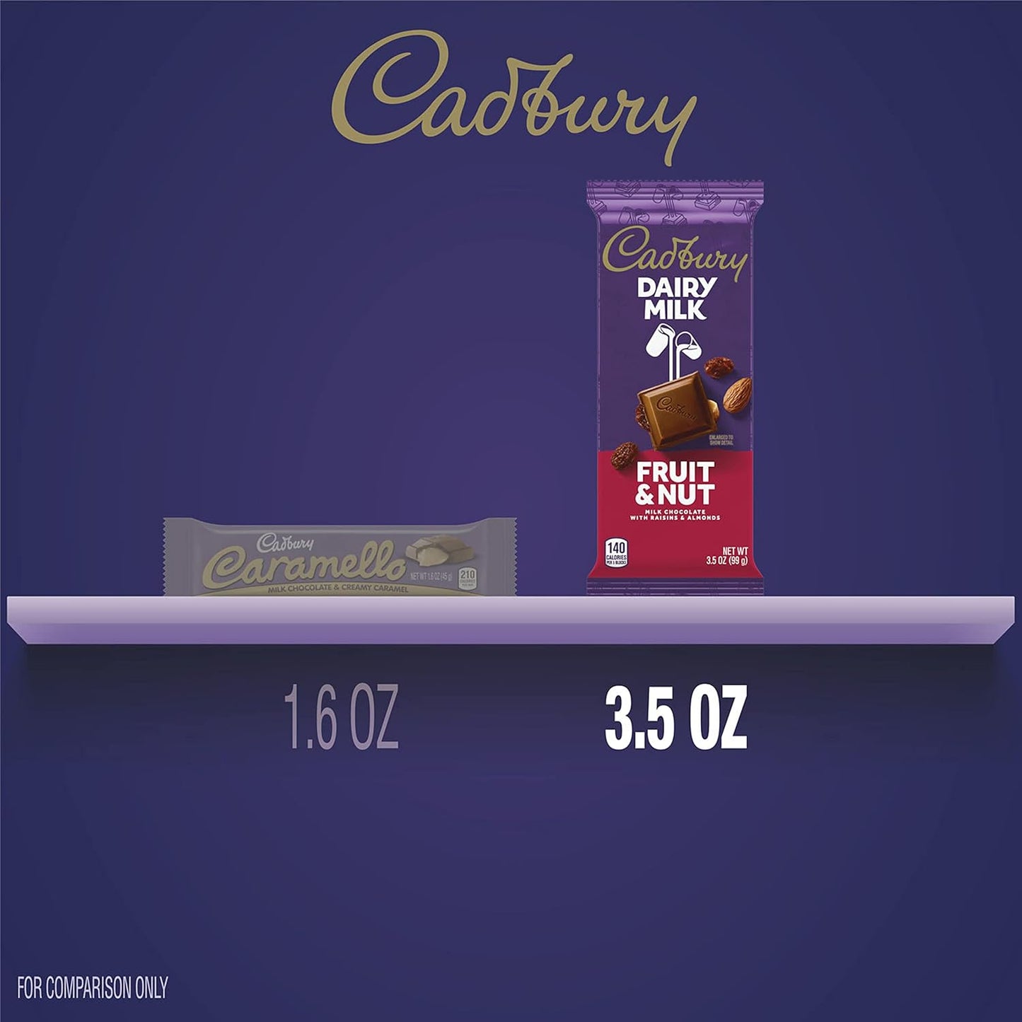 CADBURY DAIRY MILK - Caramelos de frutas y frutos secos, envueltos individualmente, barra de 99gr