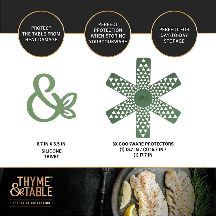 Thyme & Table Supreme Juego de ollas antiadherentes de 12 piezas - color Oliva