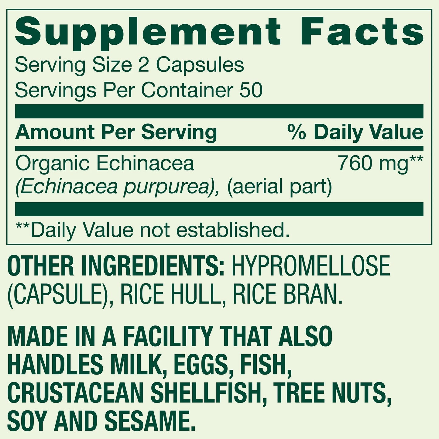 Echinacea 760 mg . 100 capsulas - Spring valley