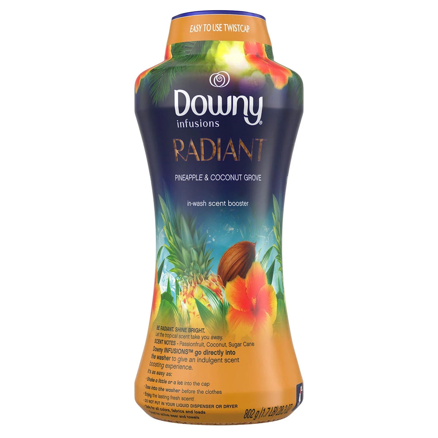Perlas potenciadoras de aroma Downy Infusions Radiant para lavado, piña y coco, 802g