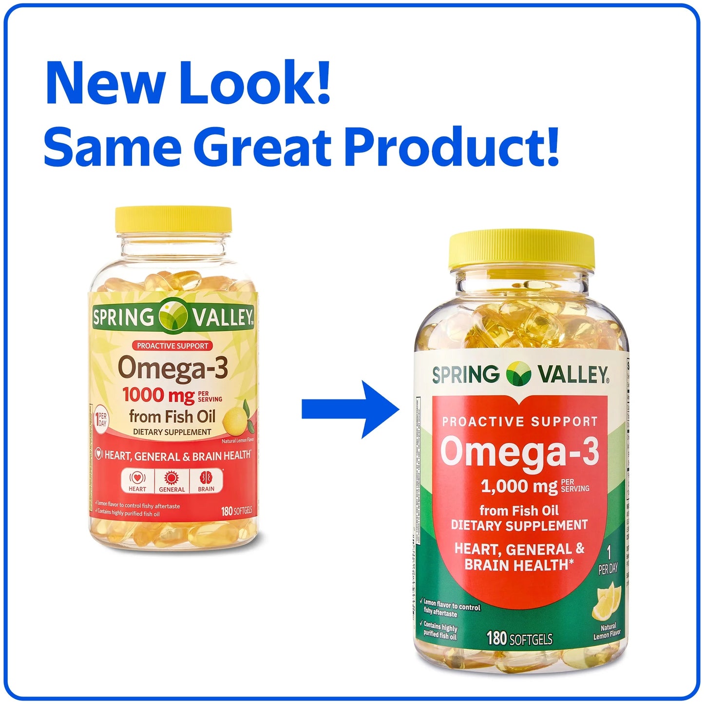 Spring Valley Proactive Support Omega-3, 1000 mg, Cápsulas Blandas
