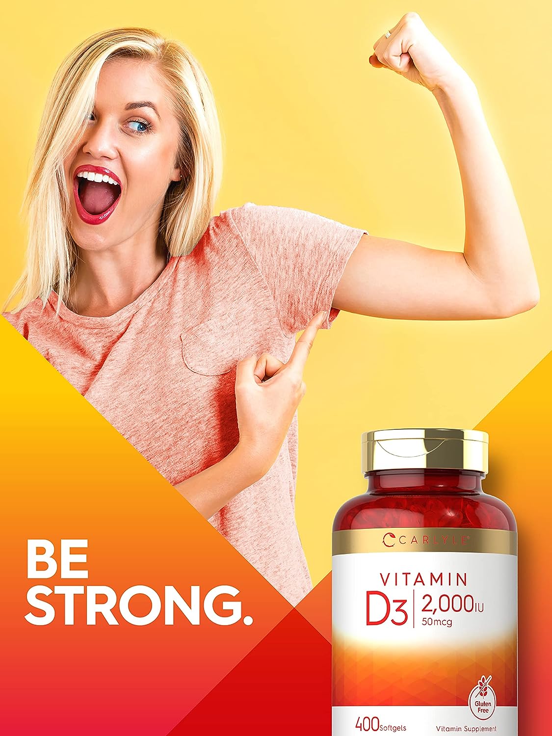Vitamina D3 2000 UI 50 mcg 400 cápsulas blandas sin OMG y sin gluten Carlyle Laboratorio