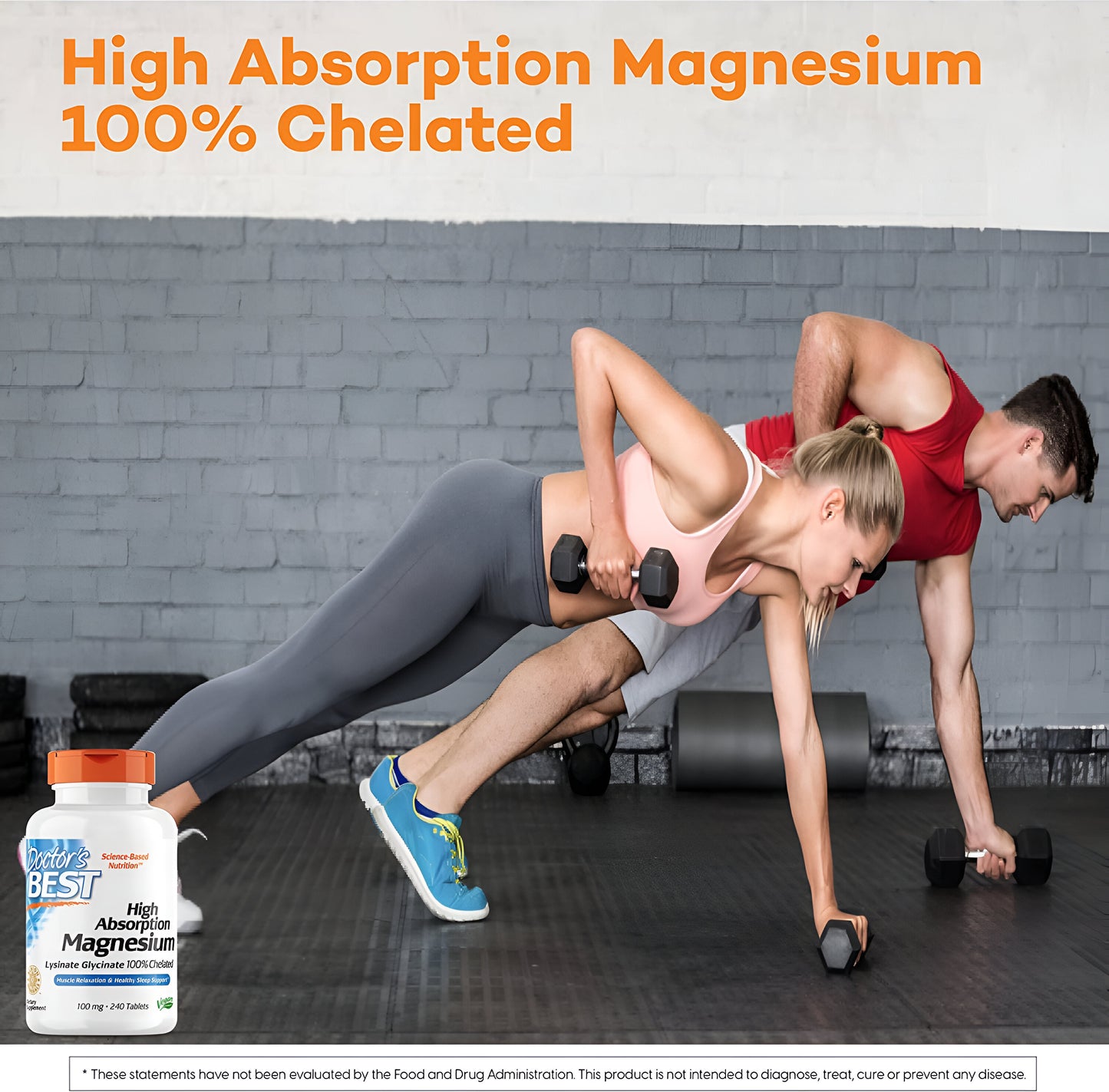 Doctor's Best High Absorption Magnesium Glycinate Lysinate, 100% Chelated en tabletas