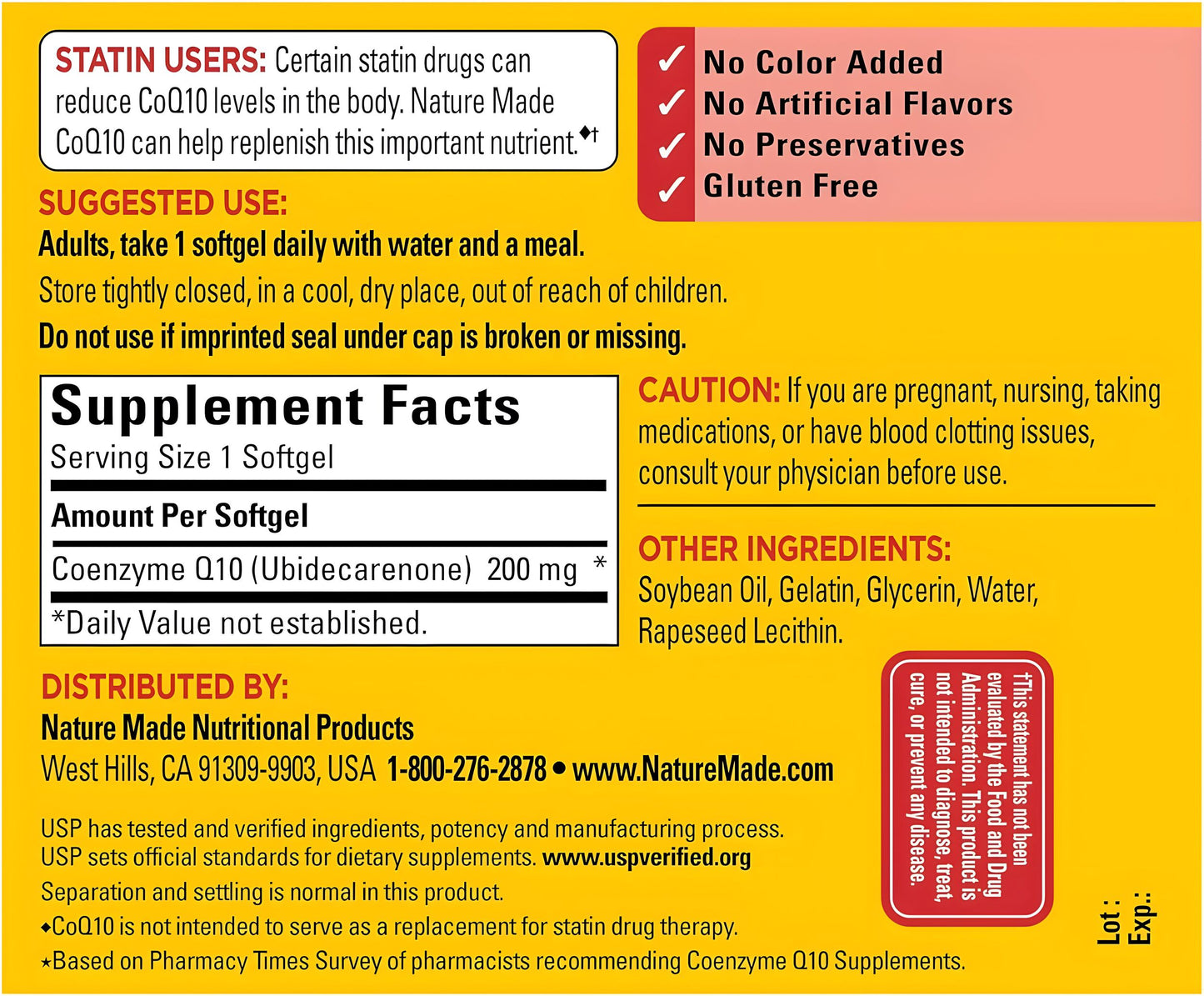 Coenzima Q10 - Nature Made CoQ10 200 mg. 140 Capsulas de Gel