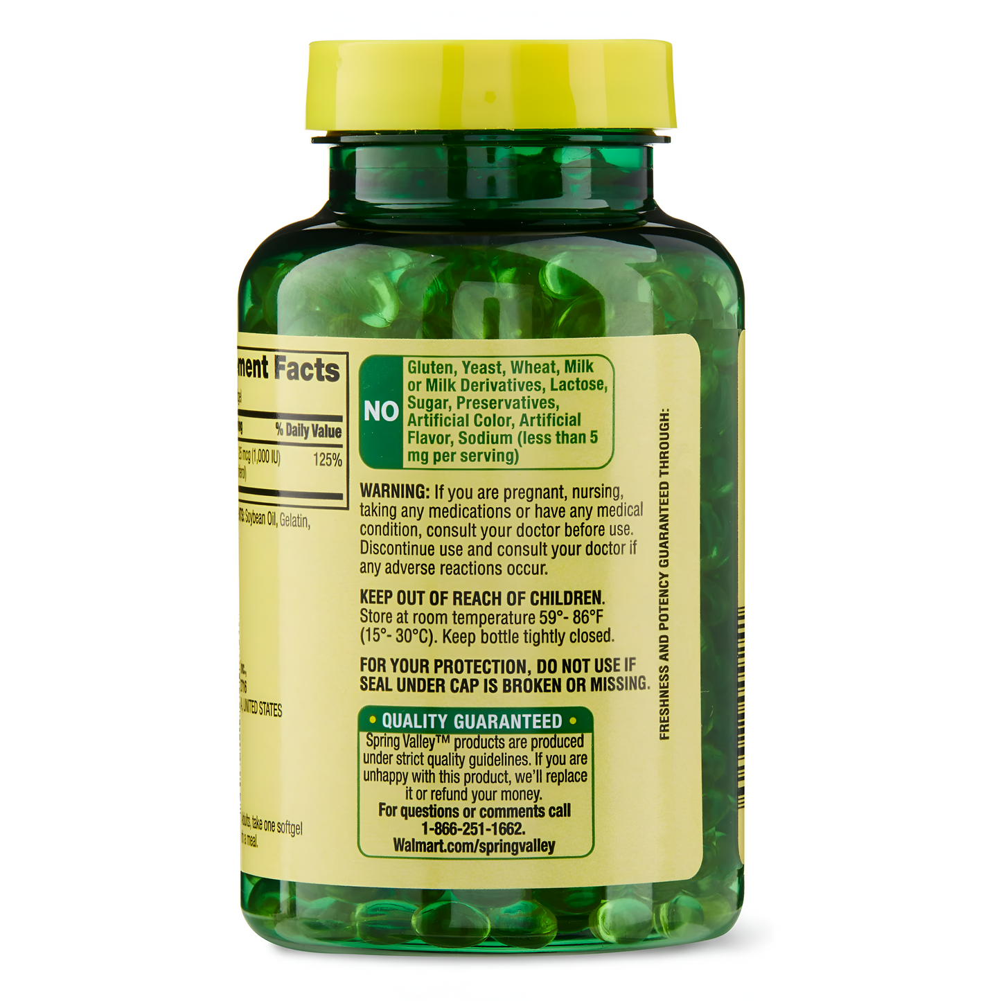 VITAMINA D3 SPRING VALLEY 25 MCG- 1,000 IU - CAPSULAS DE GEL