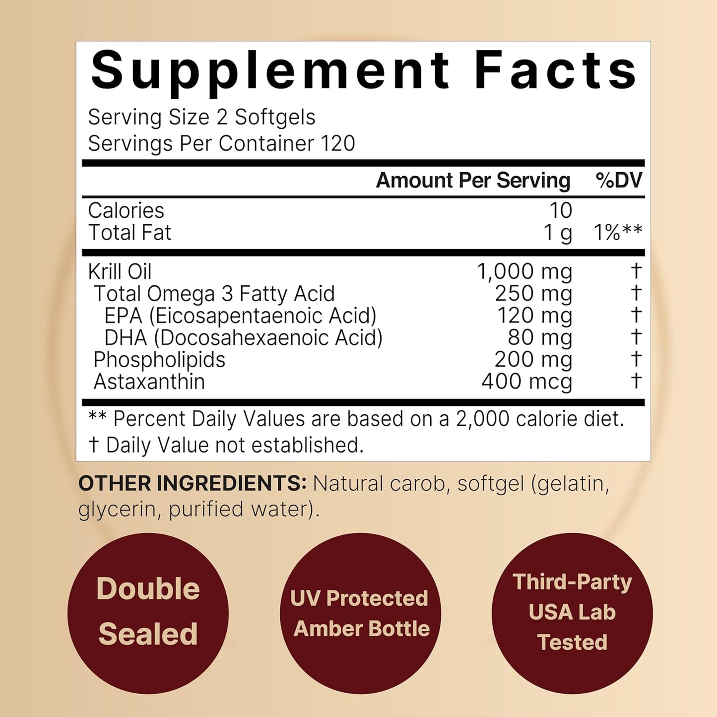 NatureBell Suplemento de aceite de krill antártico de 1000 mg, 240 cápsulas blandas