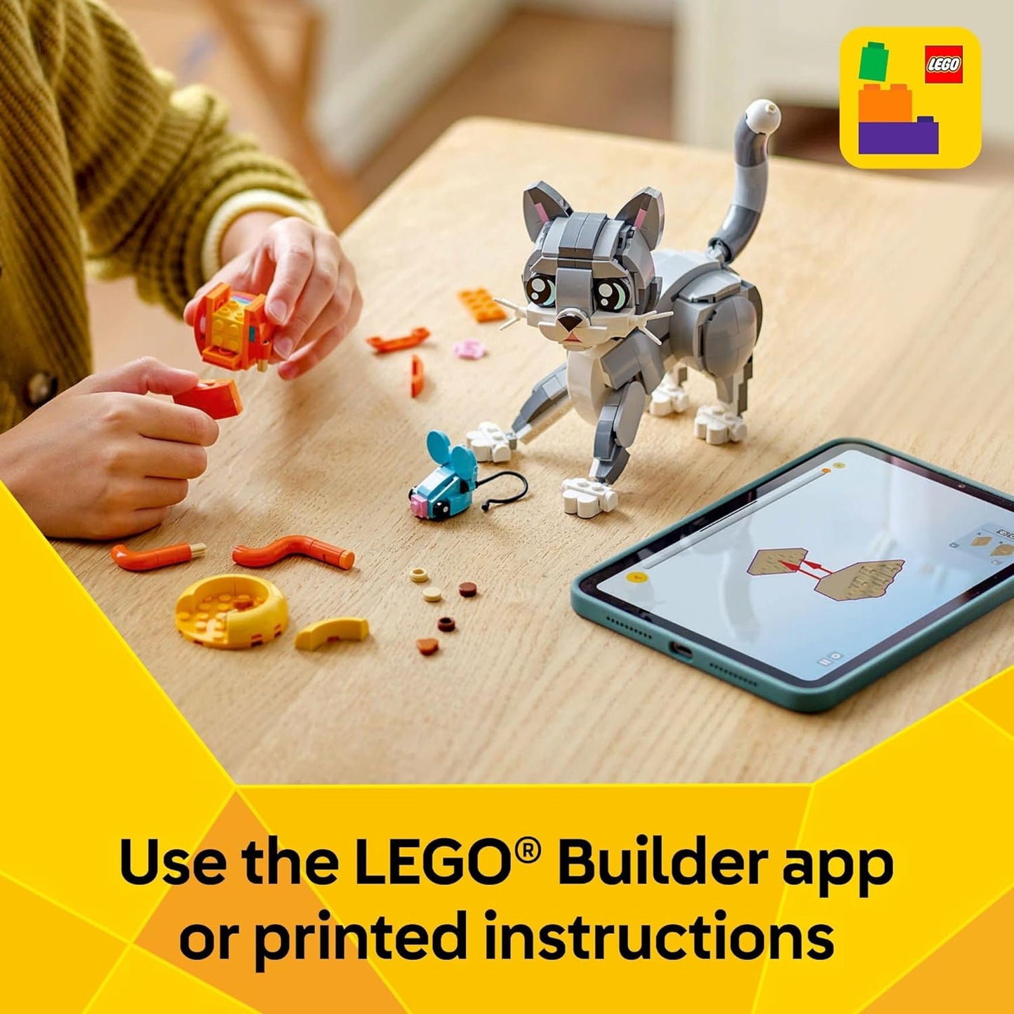 LEGO Creator 31163 - 3 en 1 Juguete de Gato Juguetón - Juguete de Construcción con 3 Opciones de Construcción, Gato, Perro o Paloma - 31163