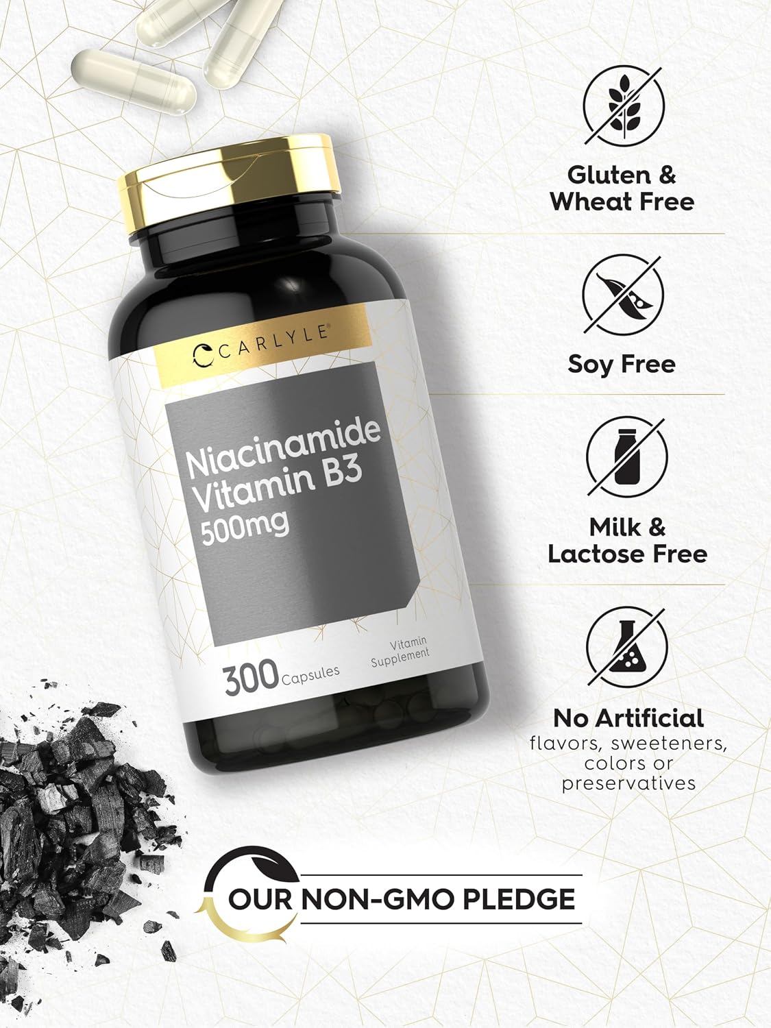 Carlyle - Cápsulas de niacinamida de 500 mg | 300 unidades