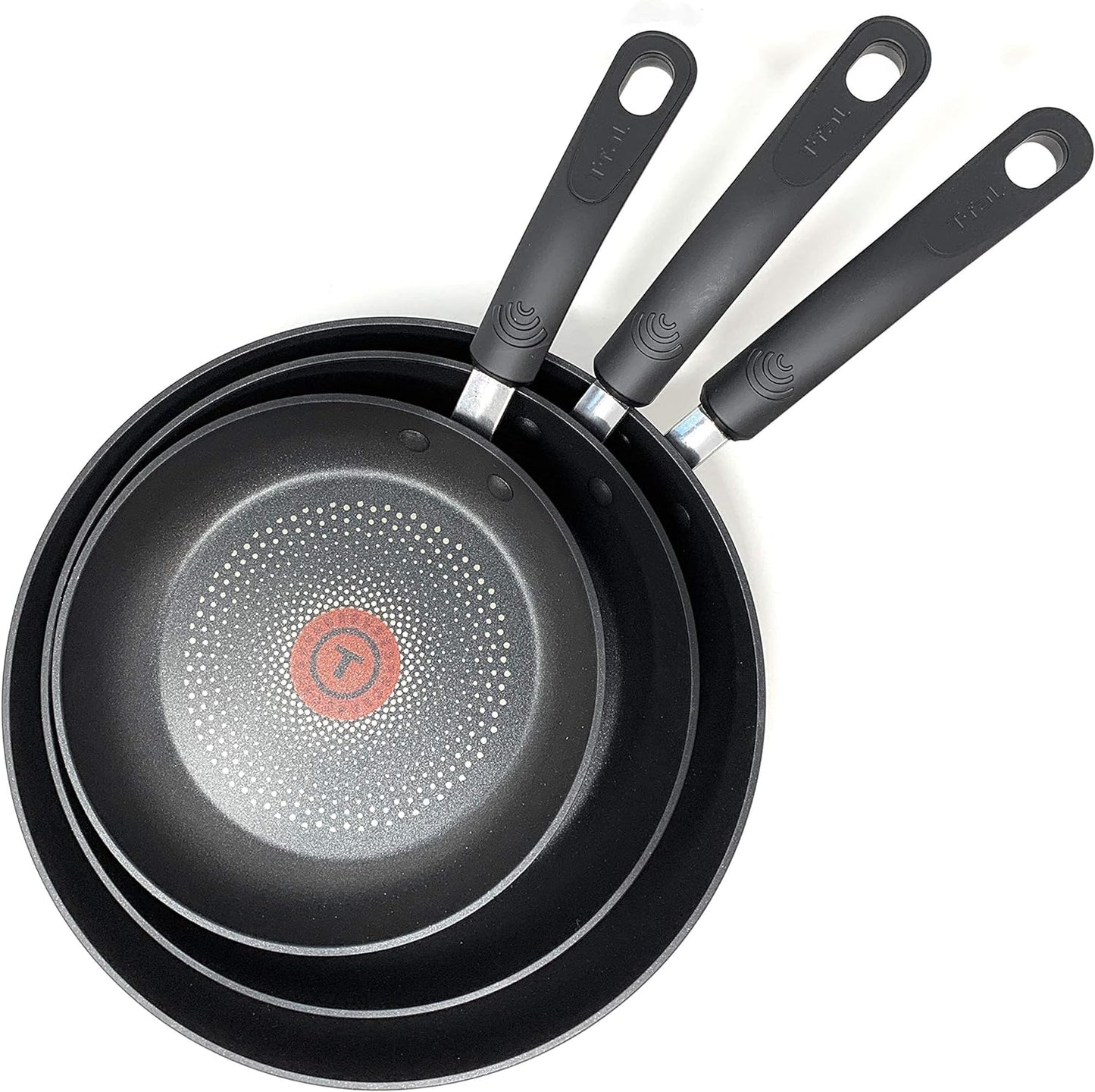 T-Fal C547S3CT - Set 3 sartenes antiadherentes de titanio -Negro