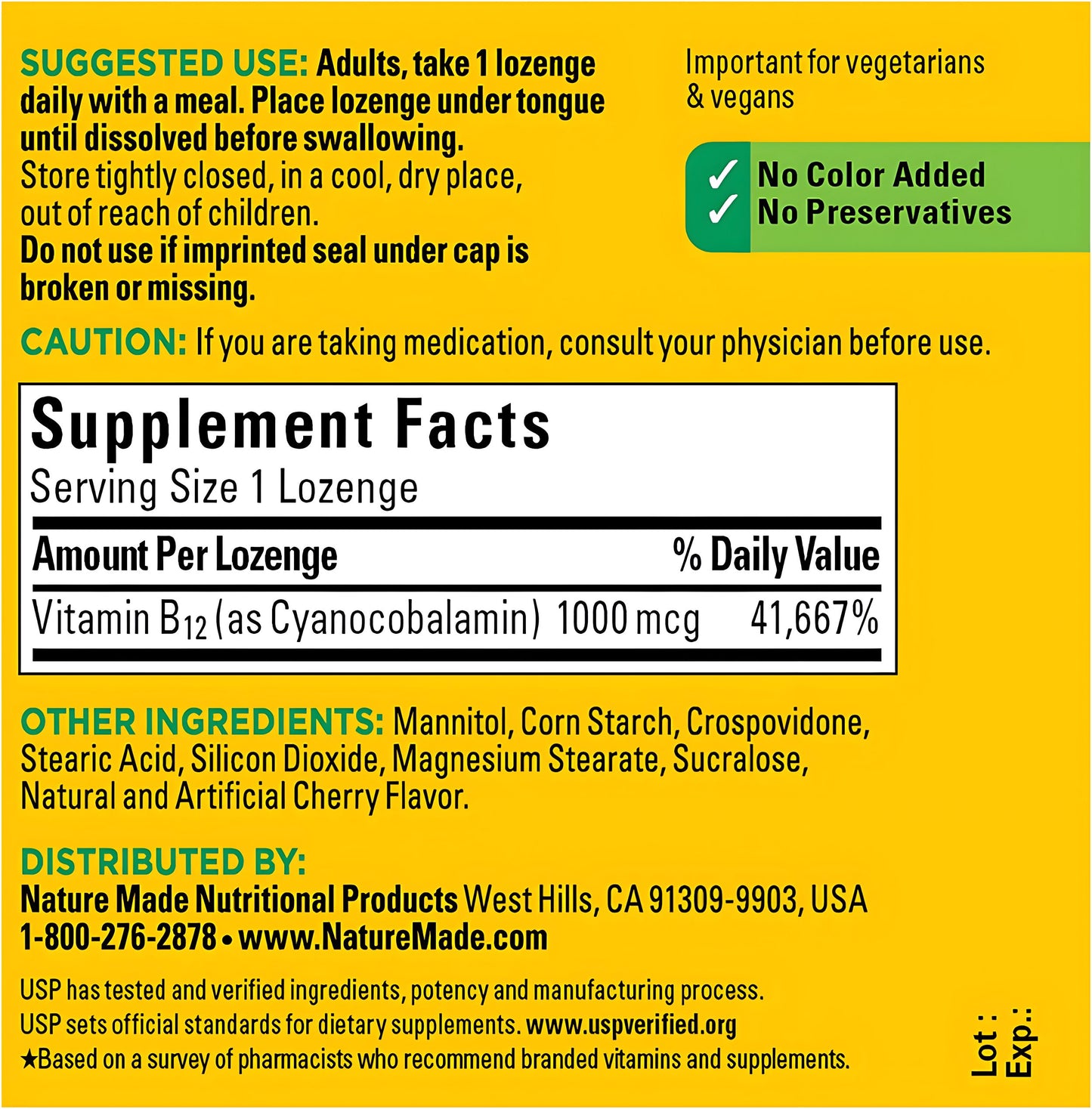 Vitamina B-12 Sublingual Nature Made 1000mg 50 Pastillas