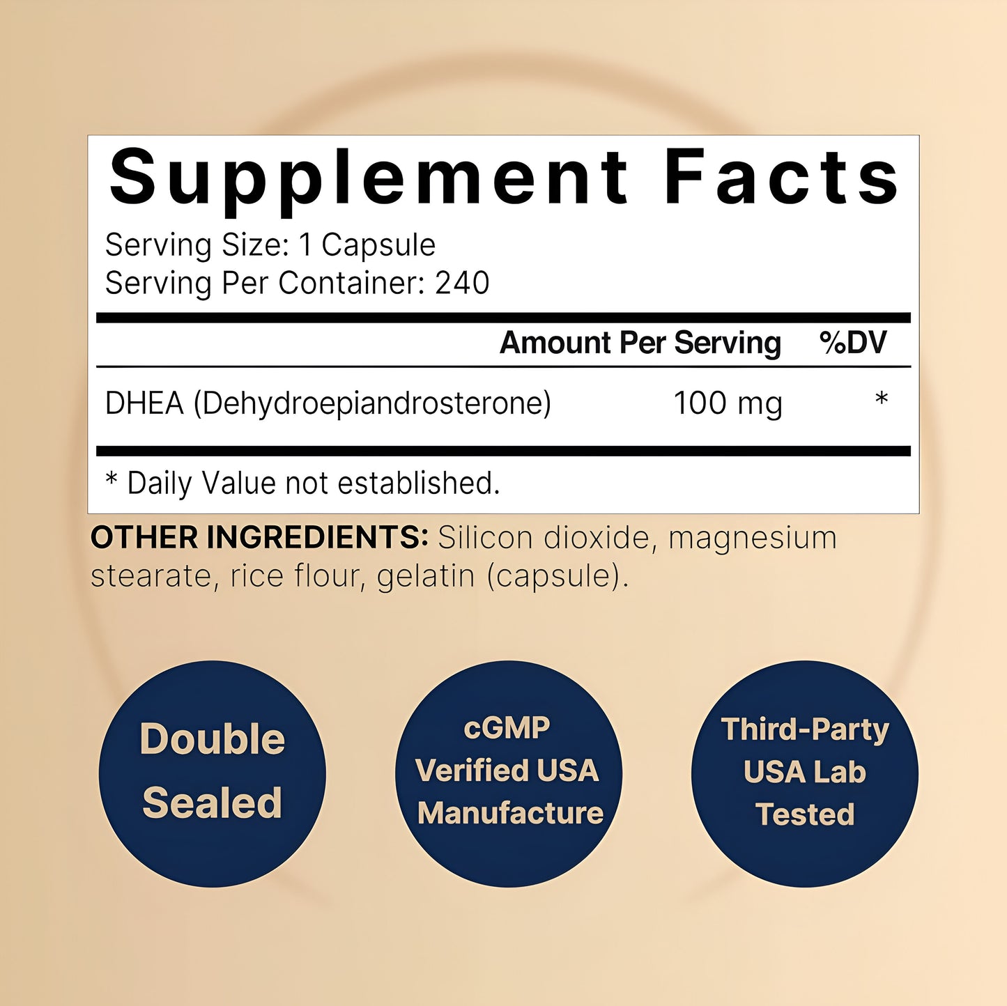 NatureBell DHEA 100mg, 240 Capsules Extrafuerte, grado micronizado para una mejor absorción