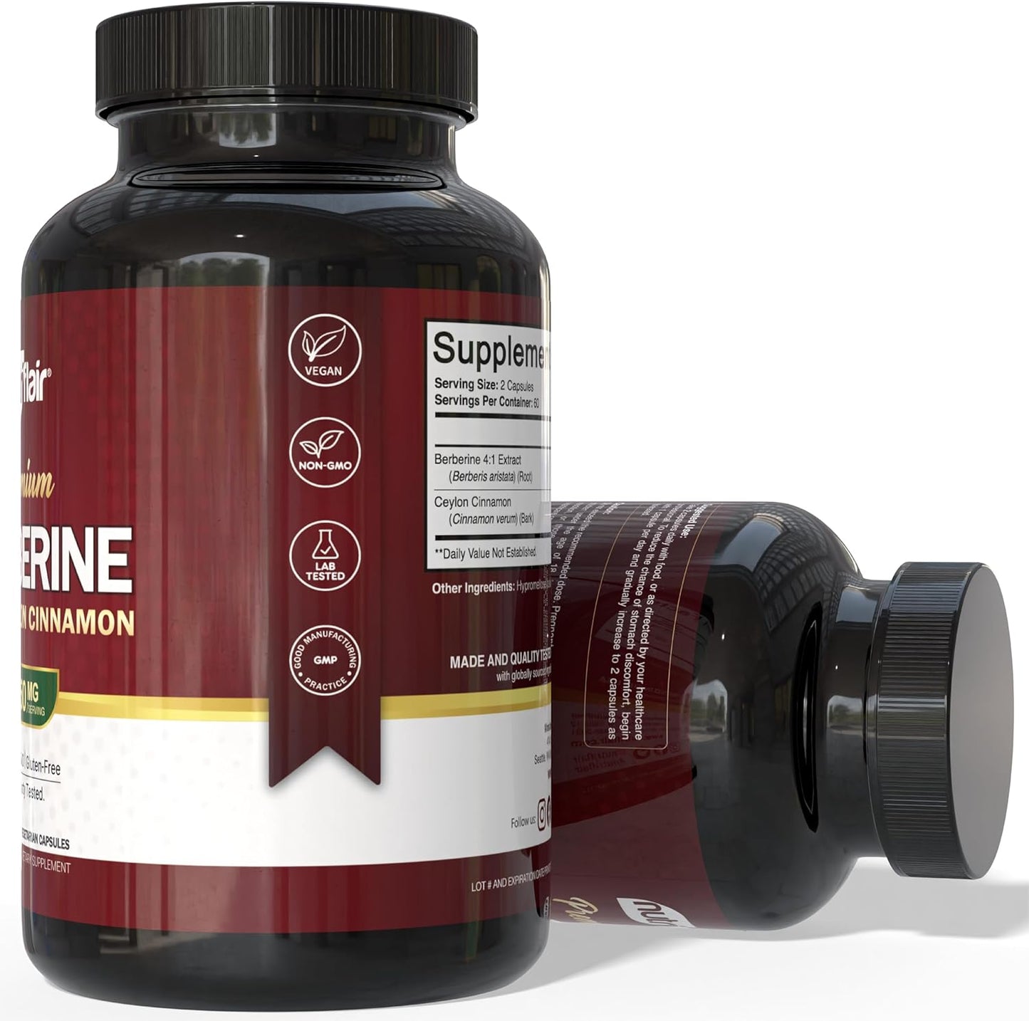 Nutriflair Premium - Berberine con Cylon Cinnamon 1450mg, 120 Capsulas