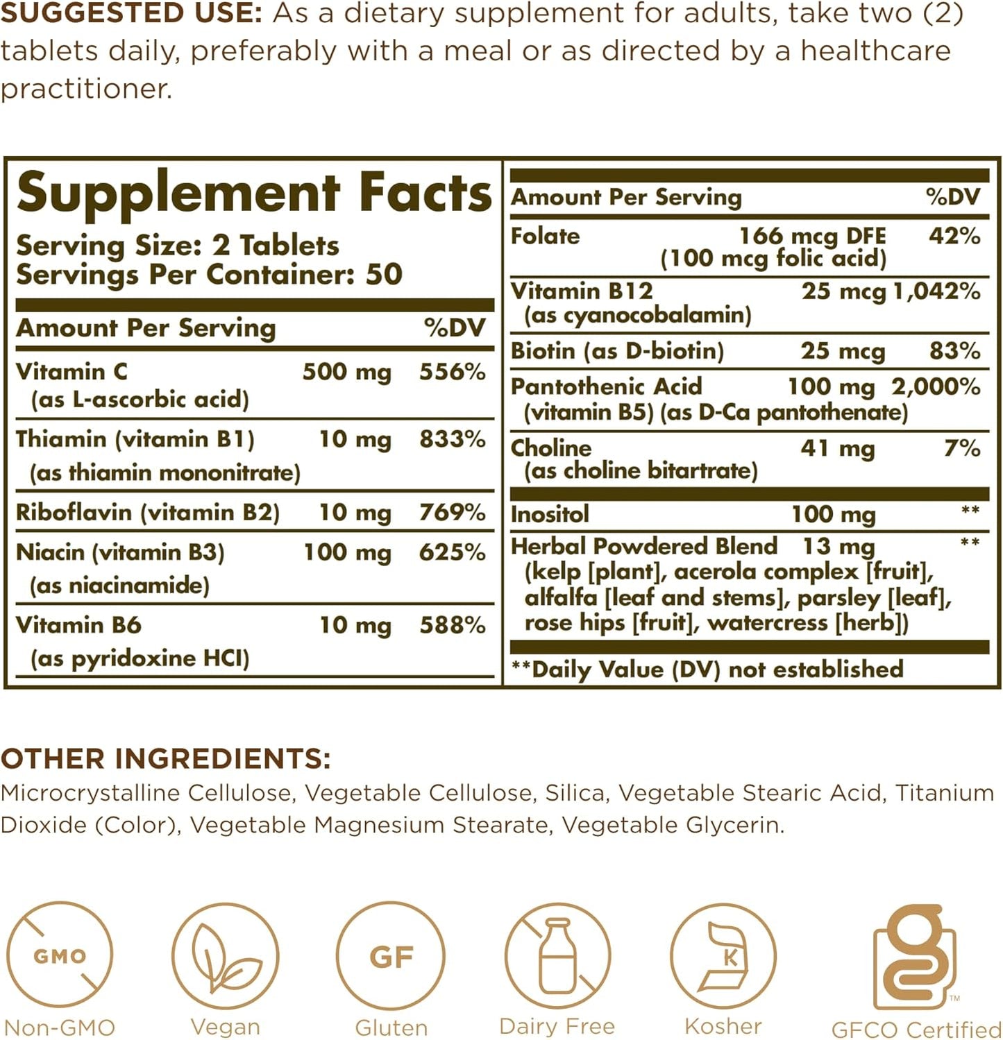 Solgar B complex , Stress Formula con Vitamina C- 100 Tabletas