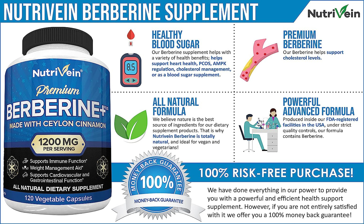 Nutrivein Premium Berberina Plus - con Ceilán canela 120 caps veg