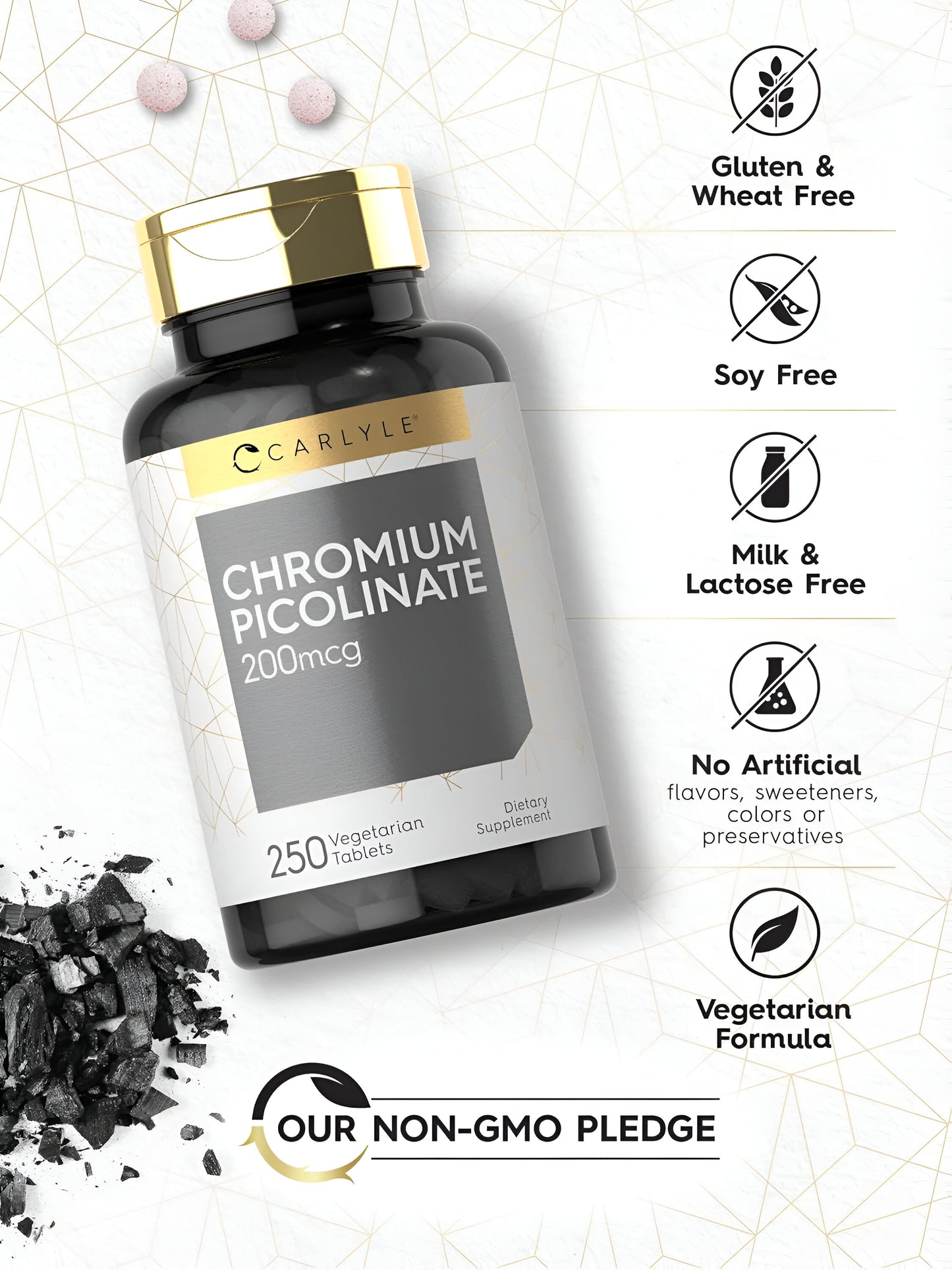 Carlyle picolinato de cromo 200 mcg | 250 tabletas