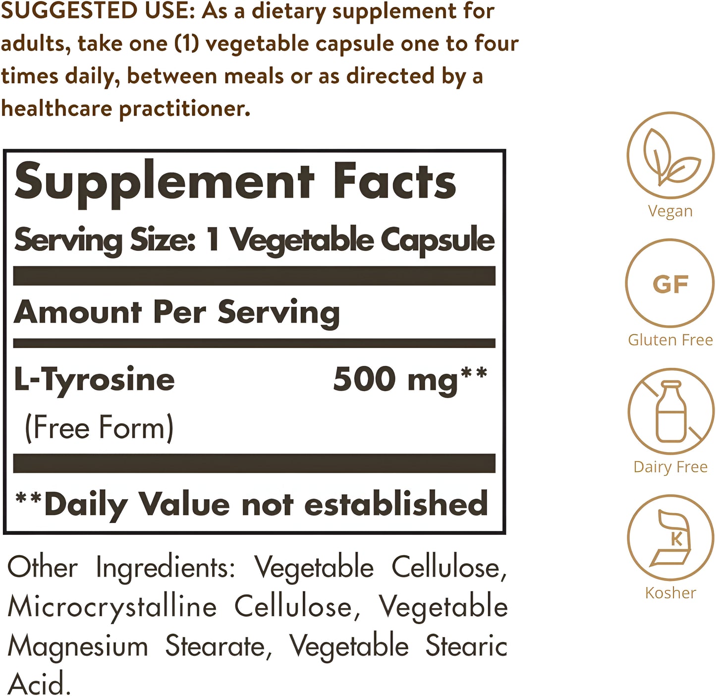 L-Tyrosine 500mg - 100 capsulas vegetables