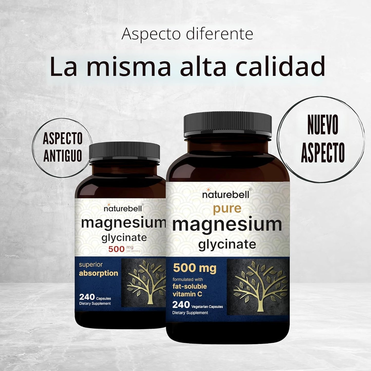 Magnesio Glisinato 500mg , 240 capsulas - Naturebell