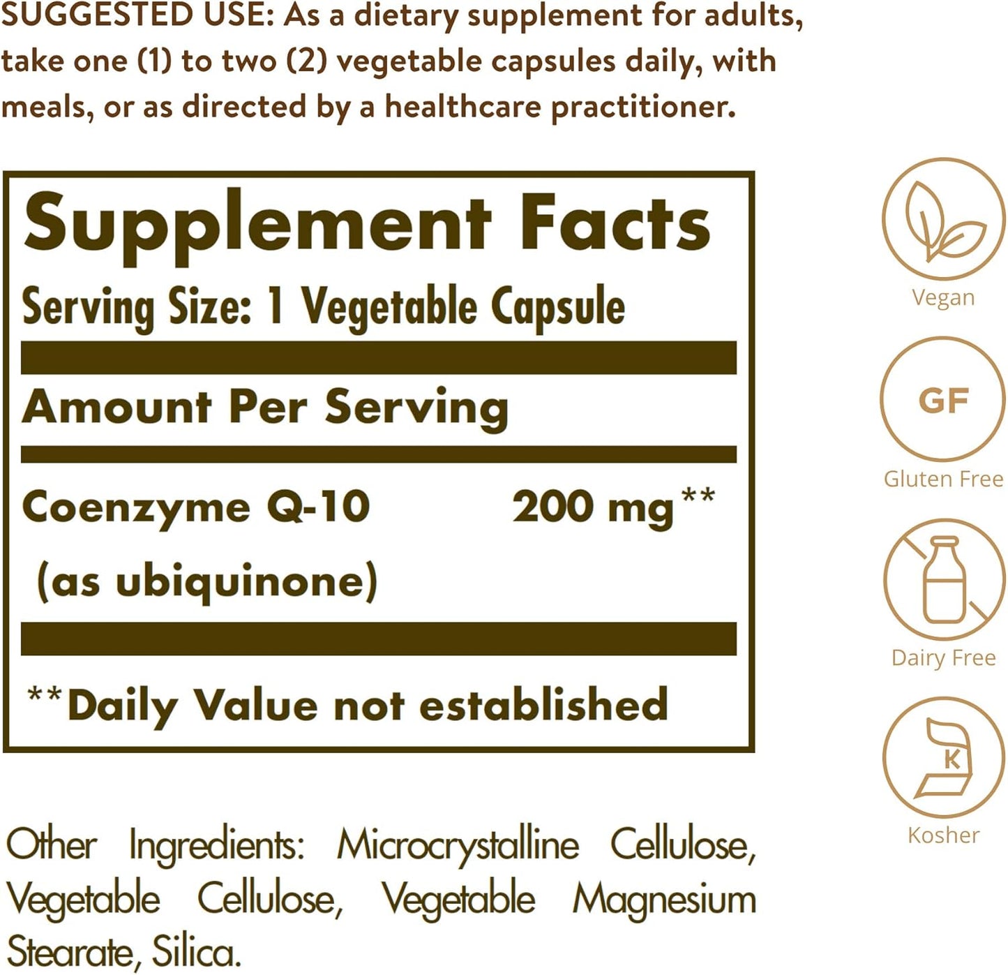Solgar CoQ-10 200 mg, 60/30 Cápsulas Veganas