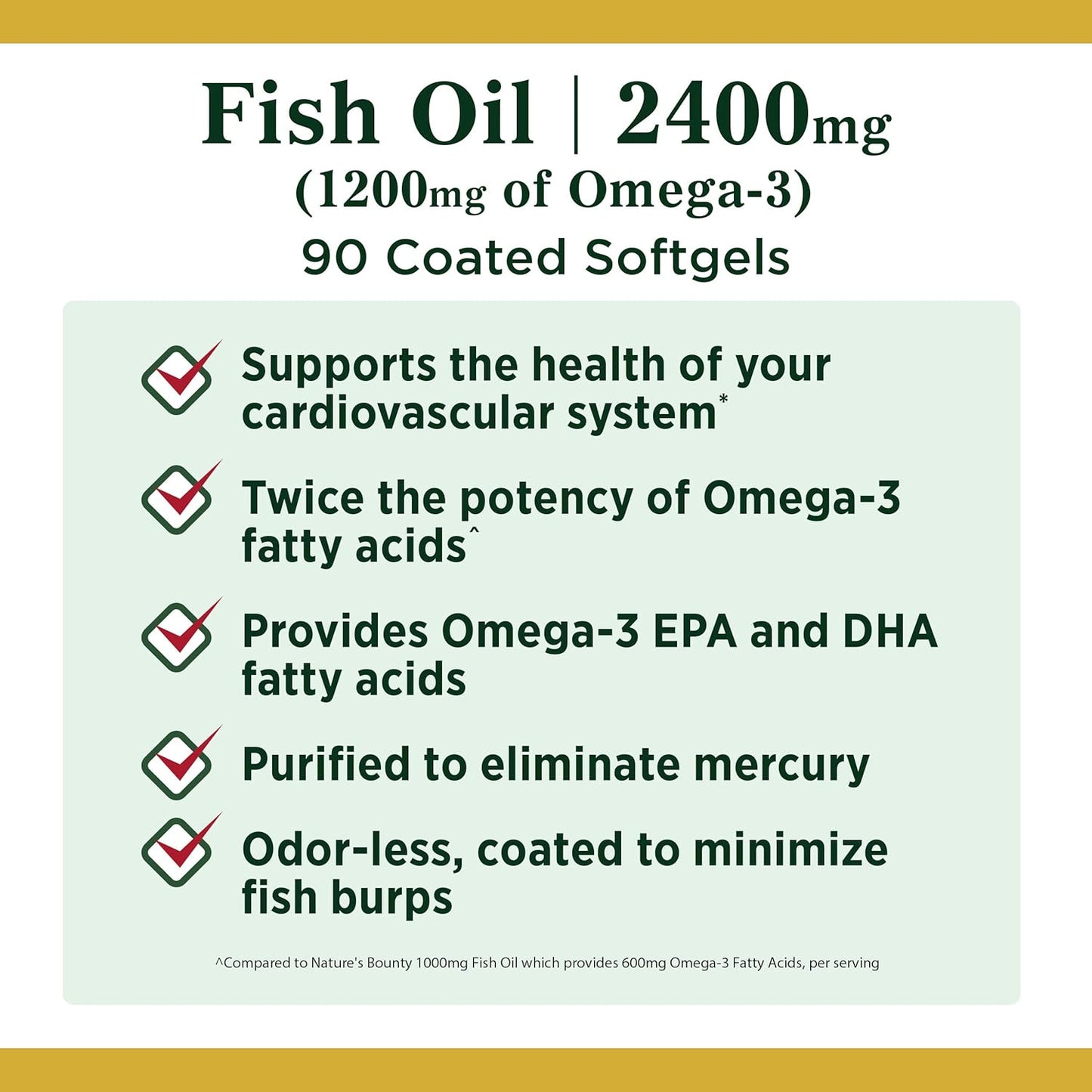 Natures Bounty - Fish oil 2400mg, 1200mg(omega-3) - 90 cápsulas blandas recubiertas