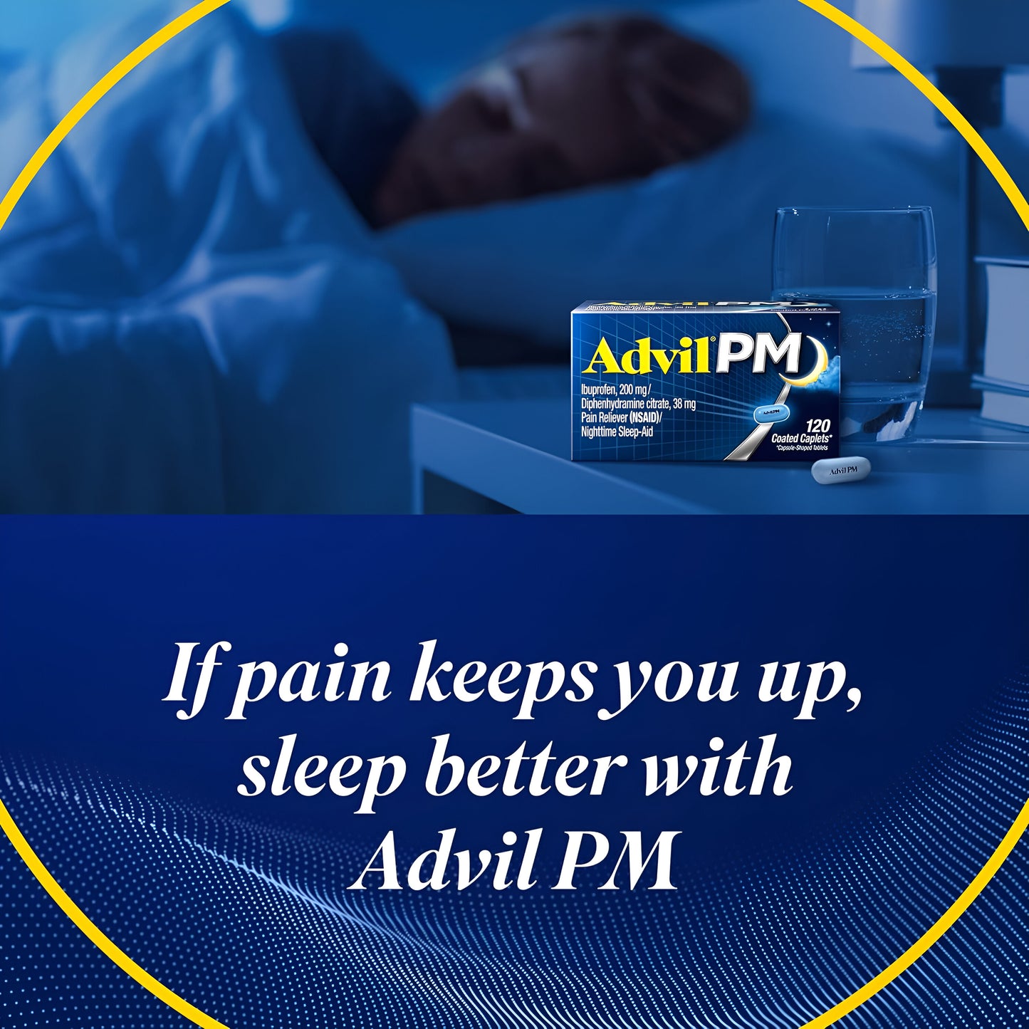 Advil PM (200 unidades) Alivio del dolor/Ayuda para dormir nocturna Capsula revestida, 200 mg de ibuprofeno