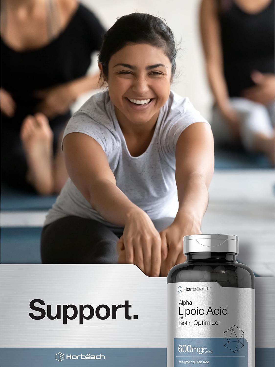 Horbäach Ácido alfa lipoico de 600 mg | 240 cápsulas | con optimizador de biotina | Suplemento sin OMG y sin gluten