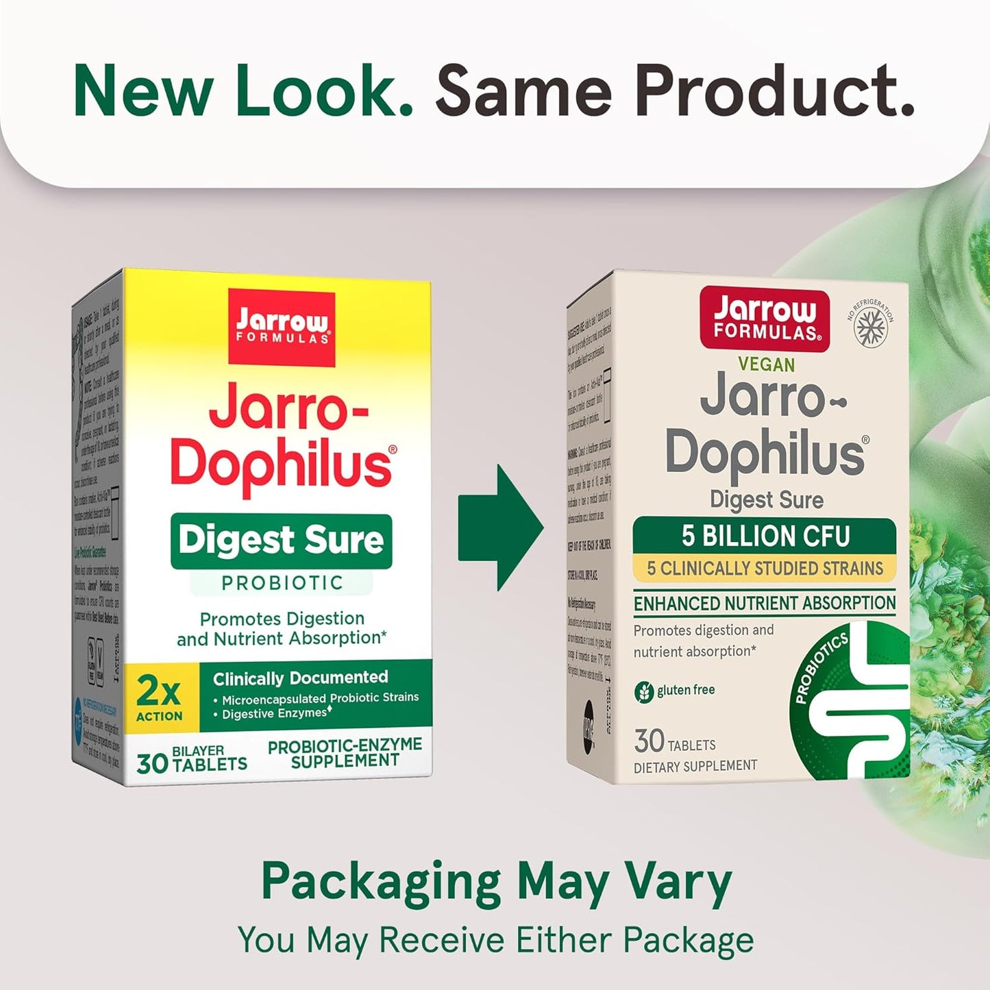 Jarrow Formulas Jarro-Dophilus Digest Sure - 5 mil millones de CFU + enzimas digestivas - 30 tabletas bicapa - Promueve la digestión y la absorción de nutrientes - 30 porciones