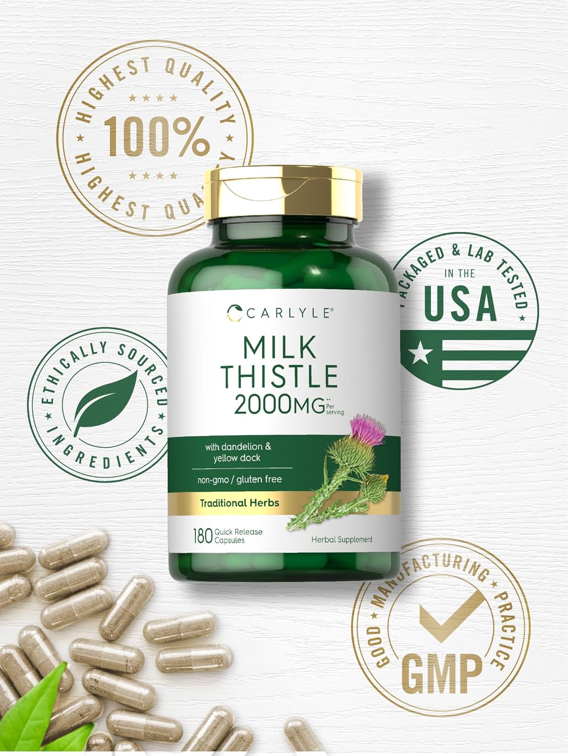 Carlyle Milk Thistle 2000 mg 180 cápsulas