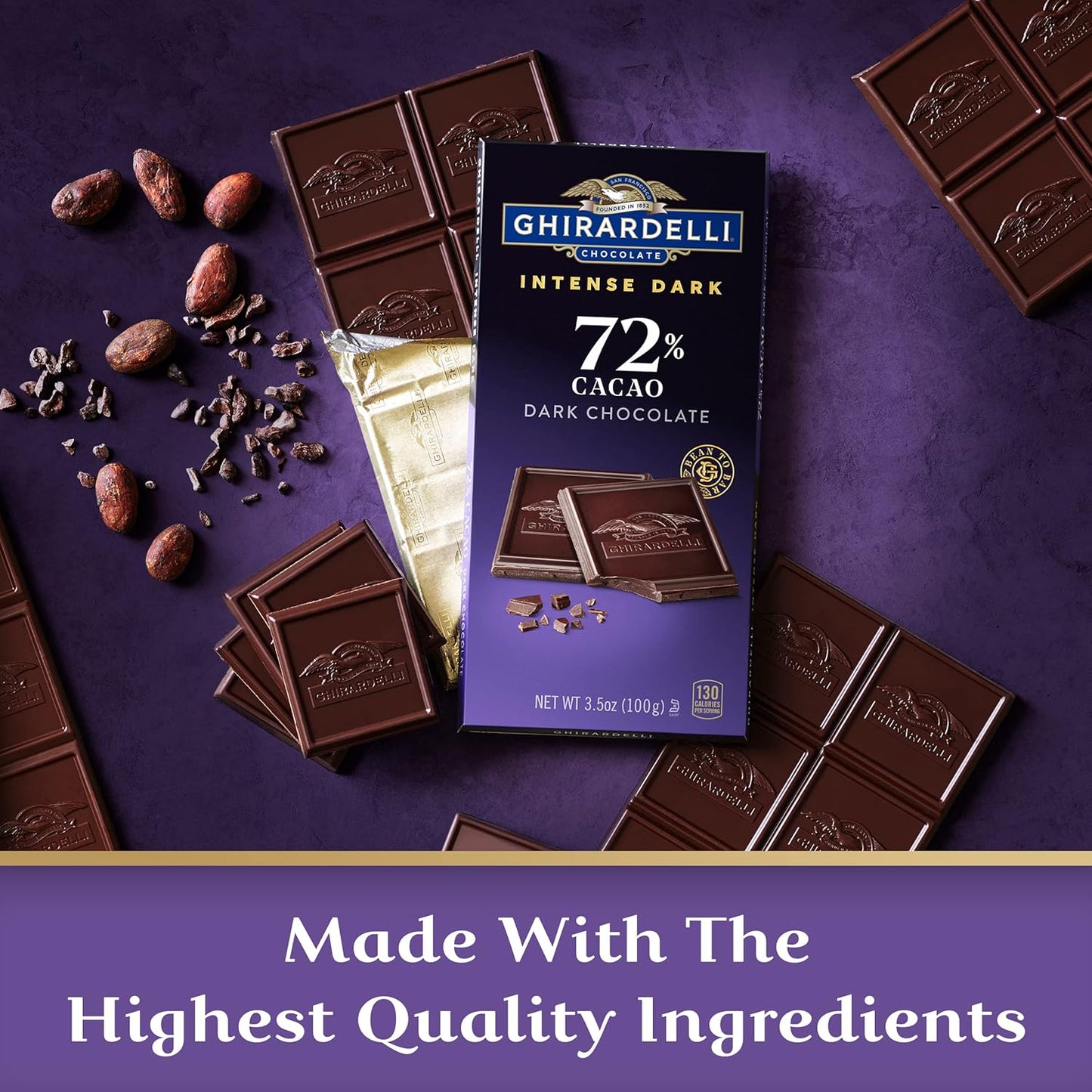 Ghirardelli Intense Dark 72% Cacao Dark Chocolate - 100g