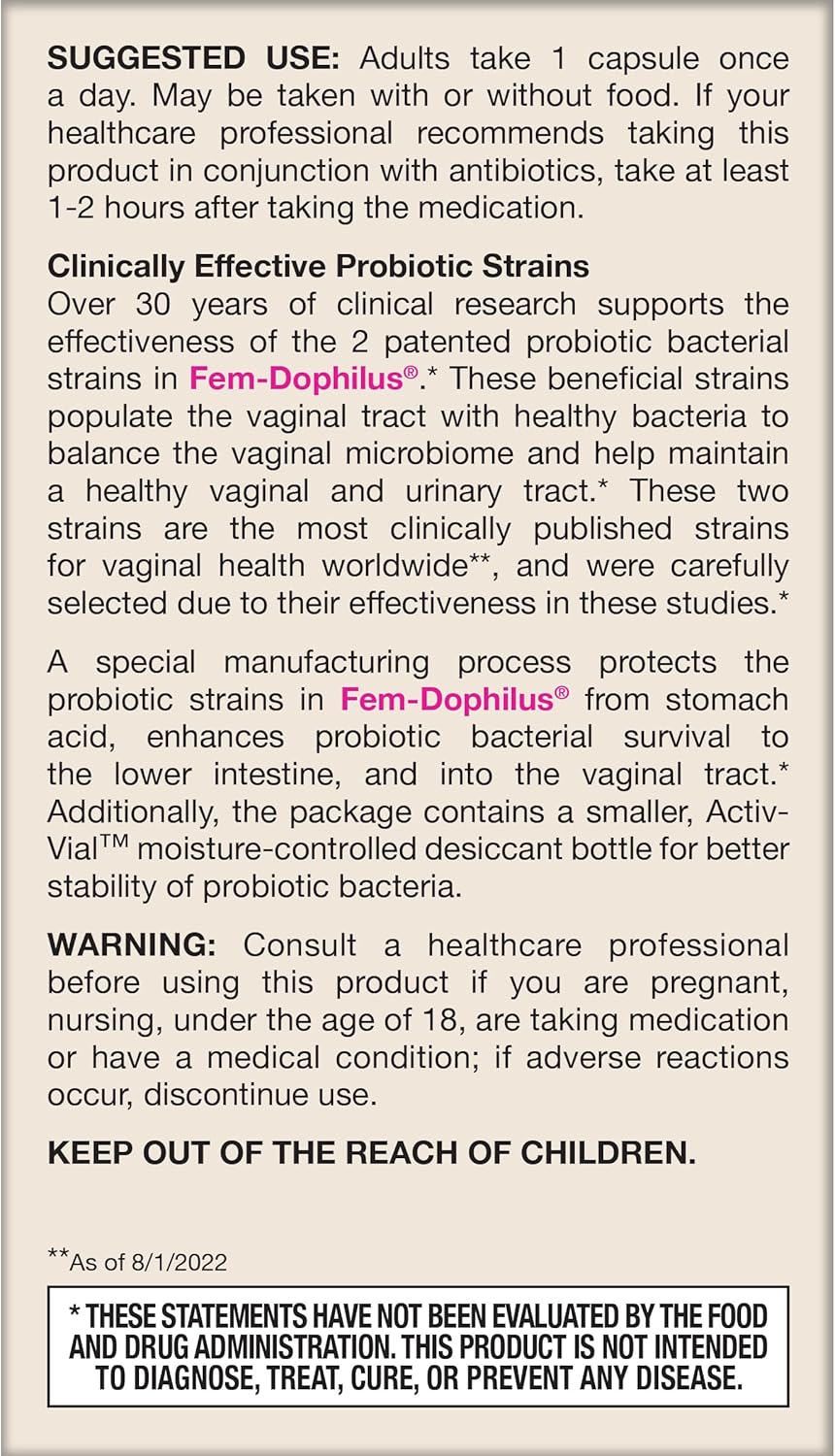 Jarrow Formulas - Fem dophilus 1billion CFU Vaginal & Urinary Tract, 60 capsulas